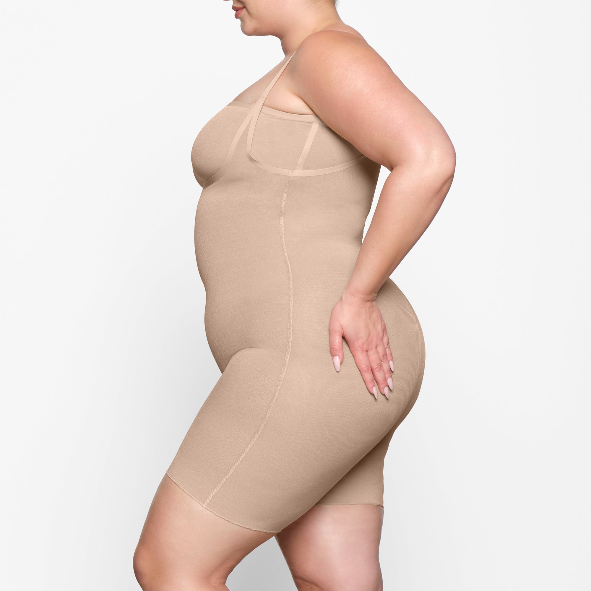 SHEER SCULPT OPEN BUST BODYSUIT | CLAY - Image 2