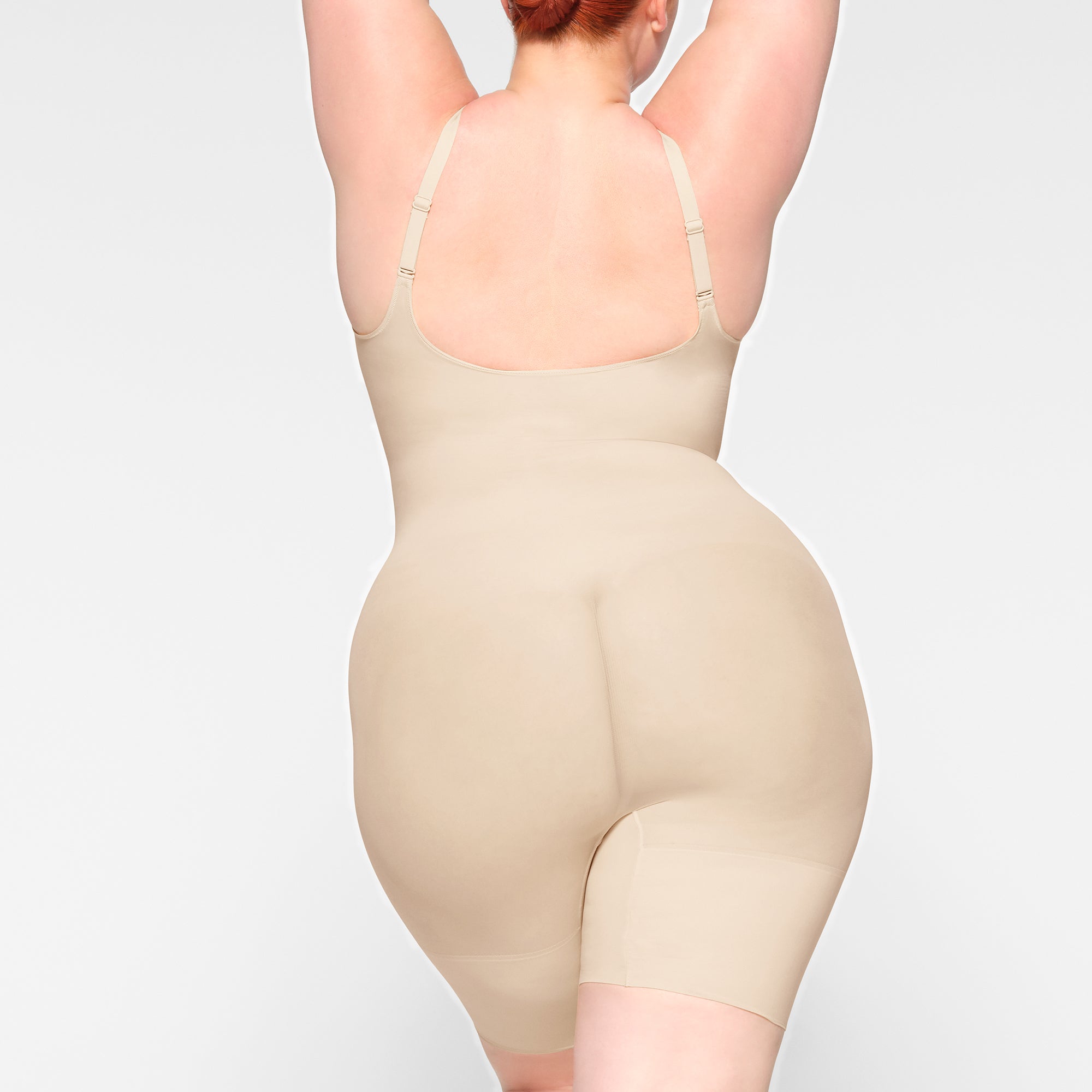 SHEER SEAMLESS MID THIGH BODYSUIT | SAND - Image 3