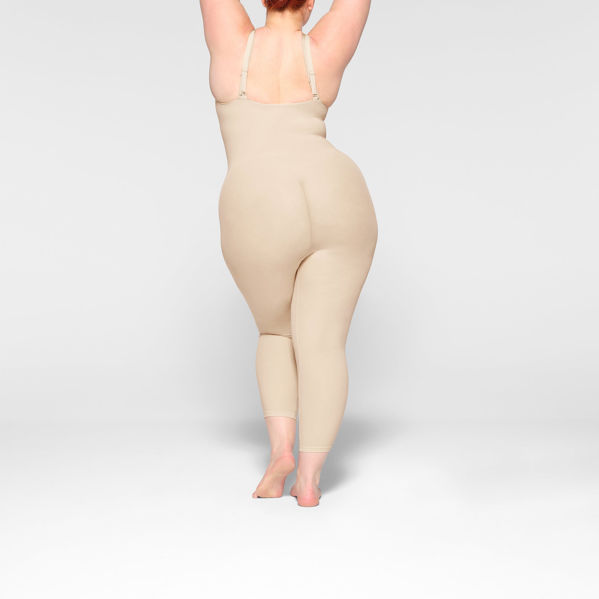 SHEER SEAMLESS OPEN BUST CATSUIT | SAND - Image 3