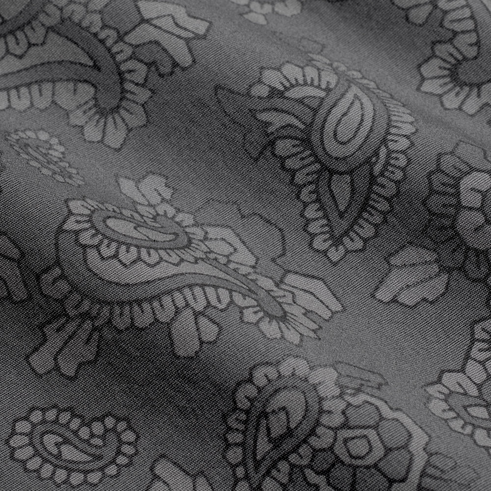 COTTON POPLIN MENS LONG SLEEP SET | ASH PAISLEY PRINT - Image 6