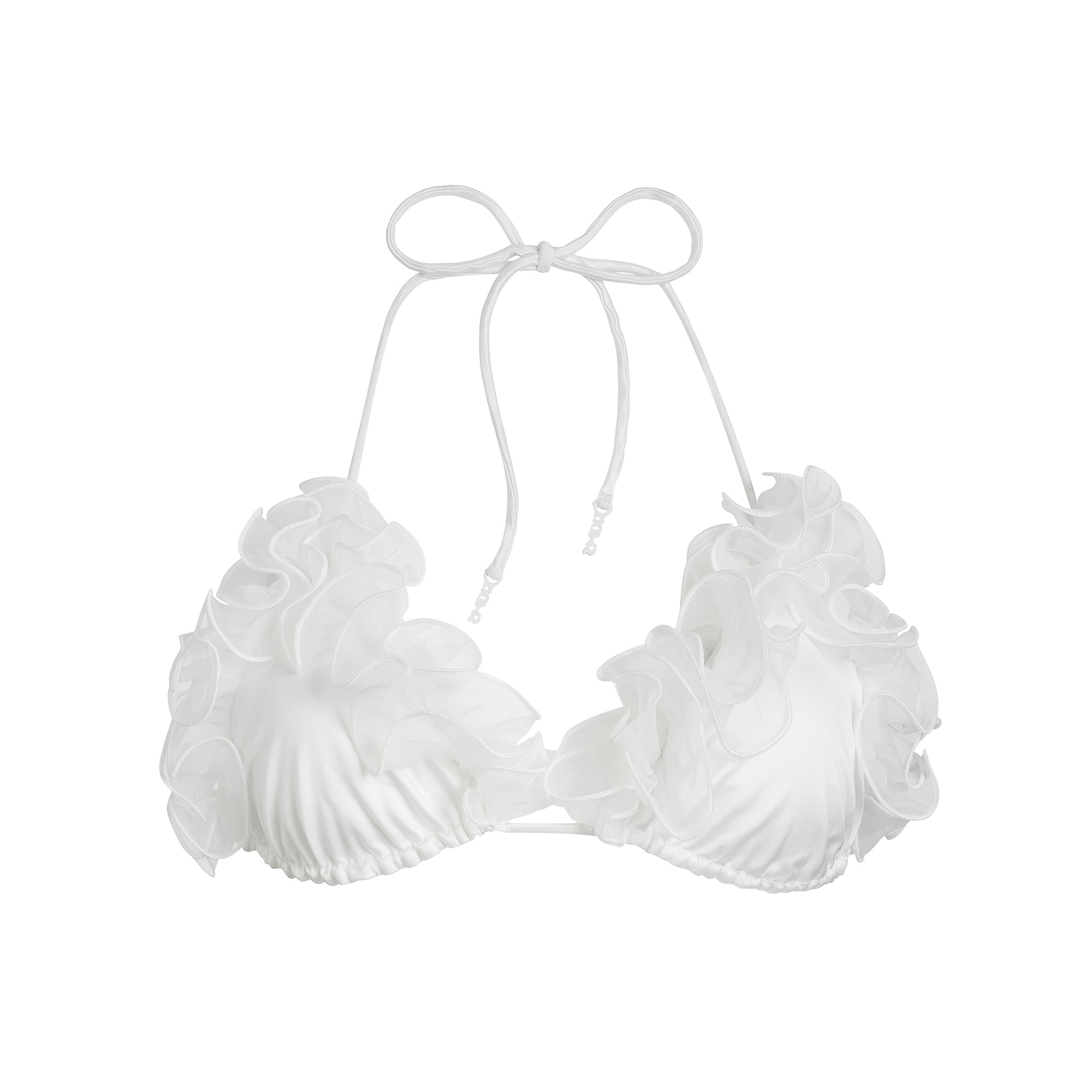 BRIDAL SWIM RUFFLE TRIANGLE BIKINI TOP | SNOW - Image 8