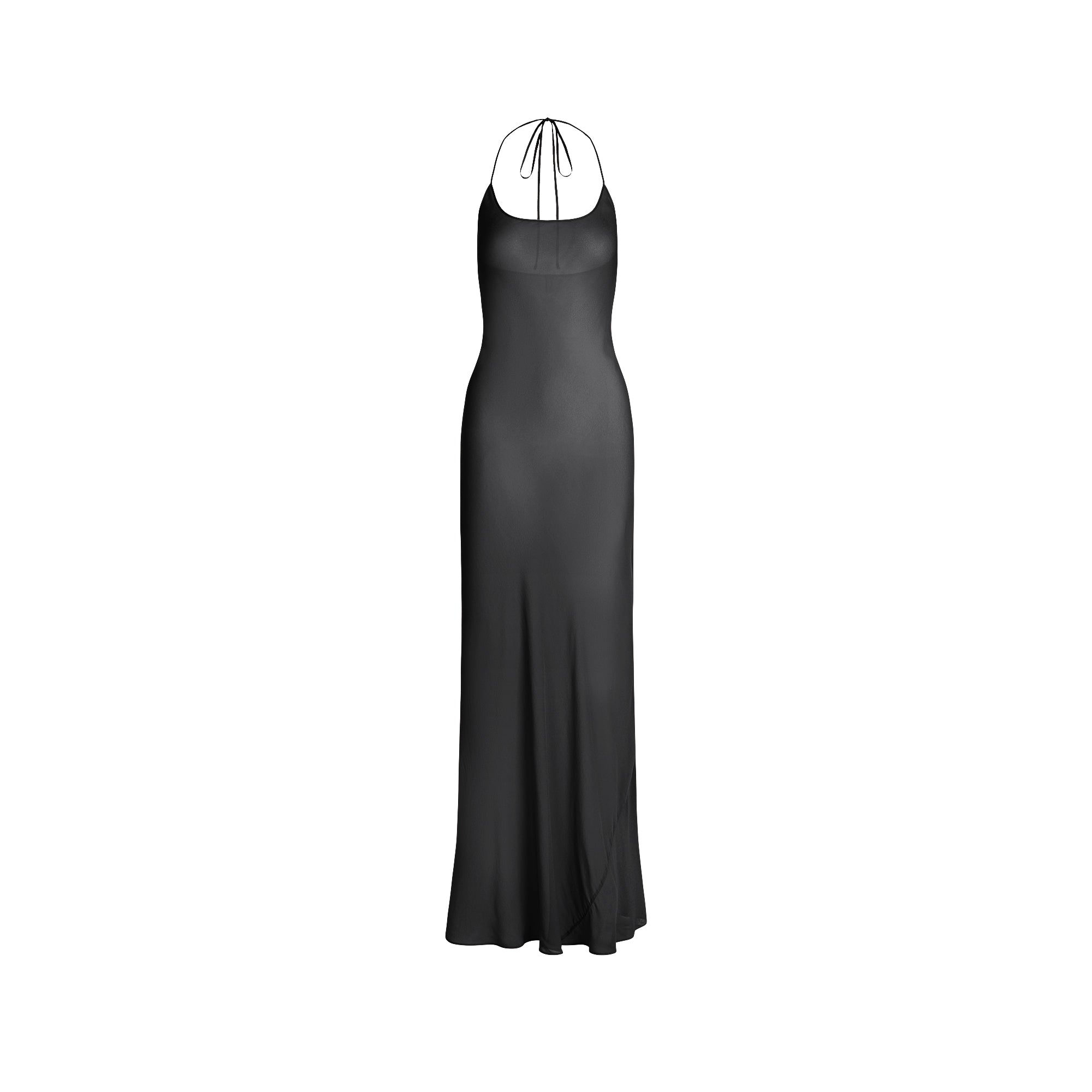 SHEER COVER-UPS LONG HALTER DRESS | OBSIDIAN - Image 5