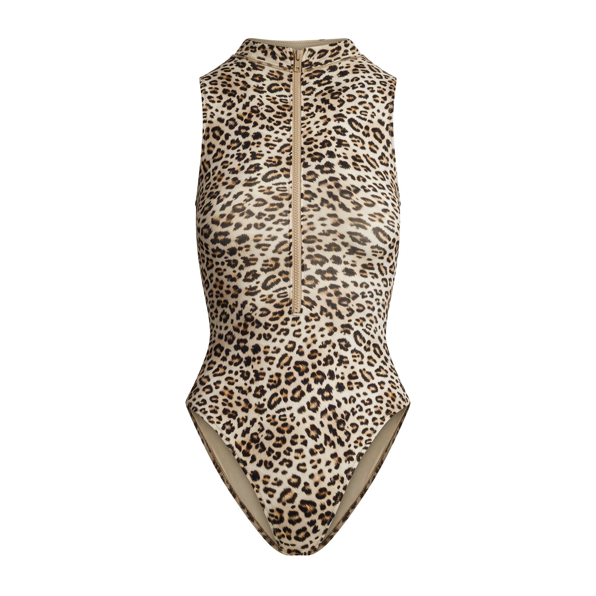 SIGNATURE SWIM ZIP FRONT ONE PIECE | CHAMPAGNE LEOPARD PRINT - Image 6