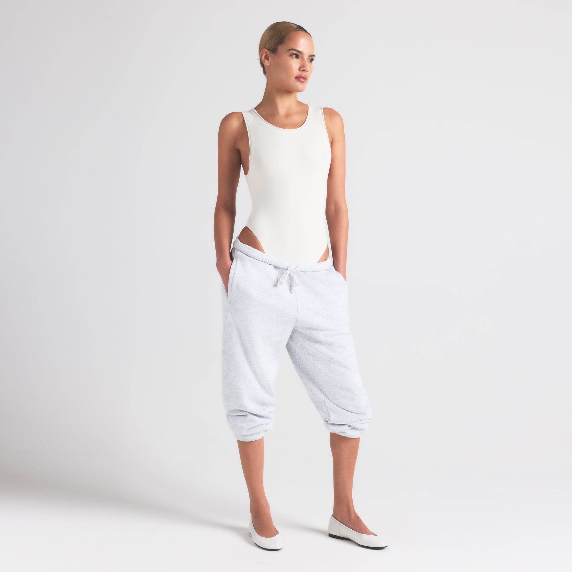 COTTON JERSEY TANK BODYSUIT | MARBLE - Image 4