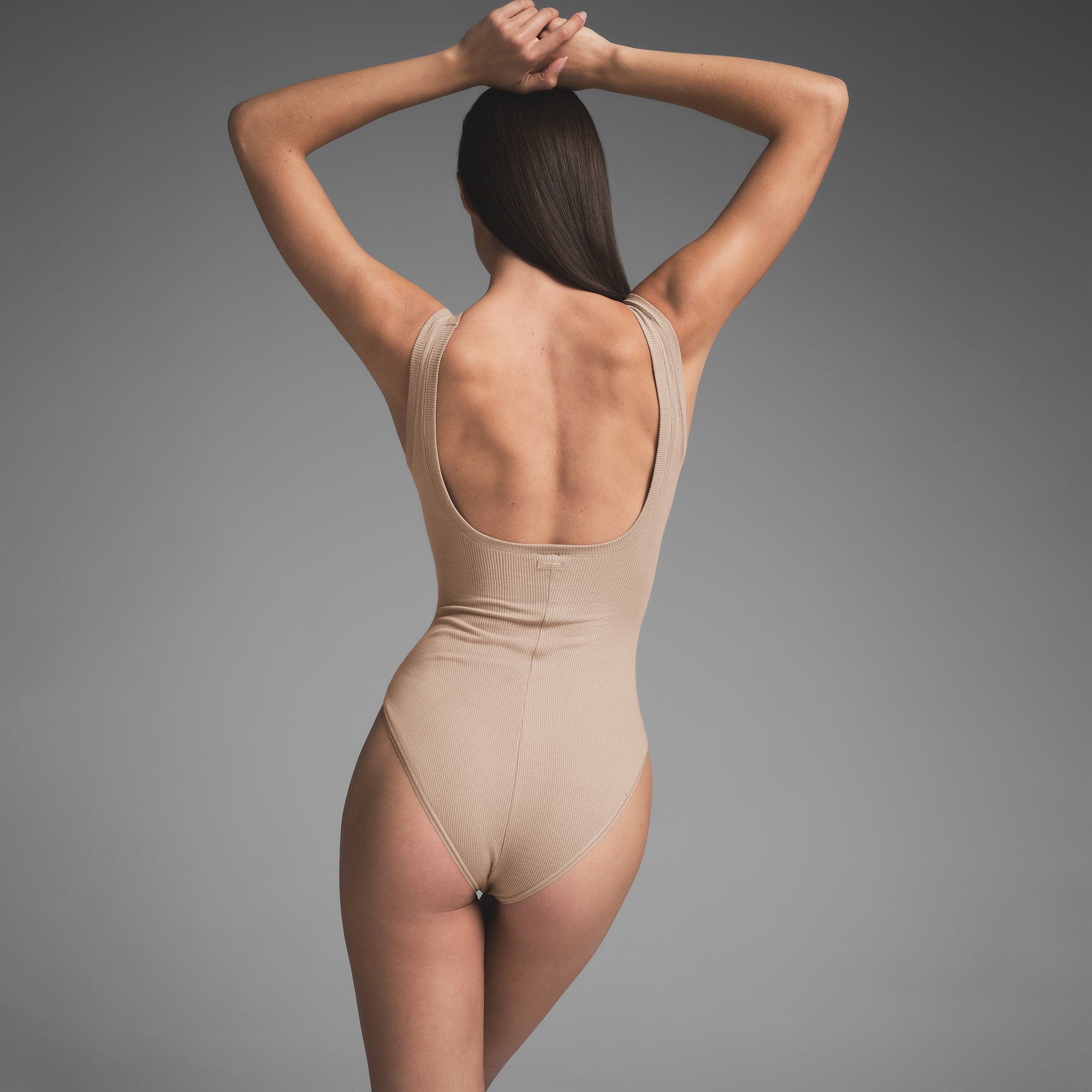 COTTON RIB TANK BODYSUIT | LATTE - Image 3