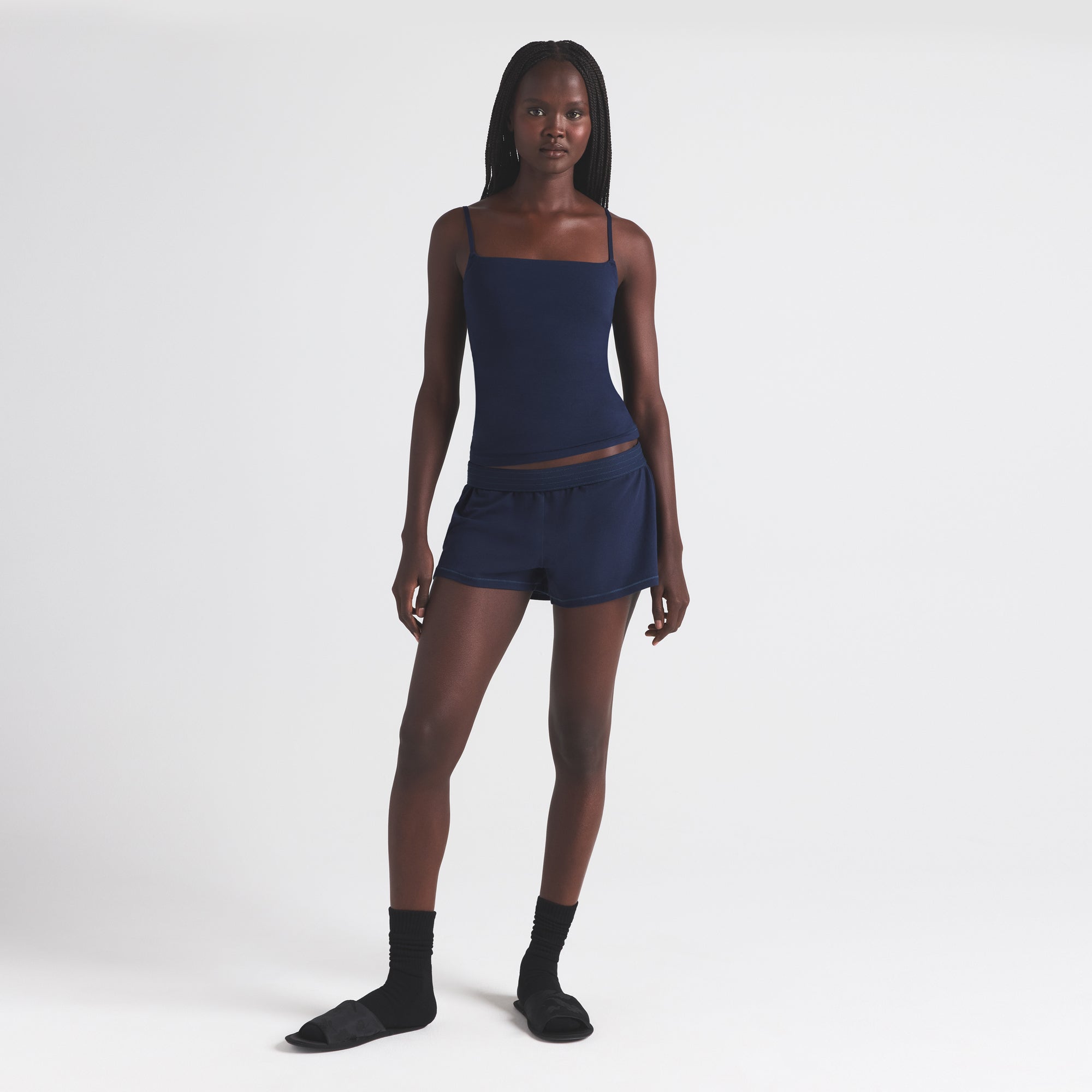 COTTON JERSEY CAMI | NAVY - Image 4