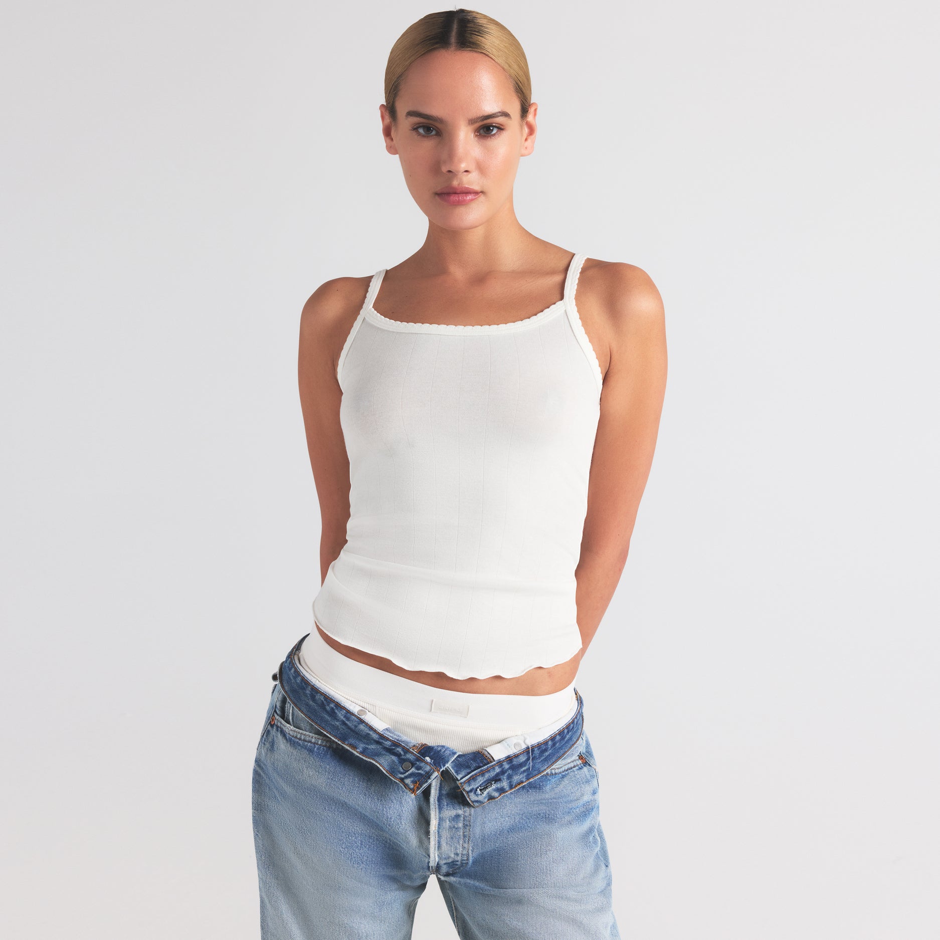 DROP NEEDLE POINTELLE LONG CAMI | MARBLE - Image 4