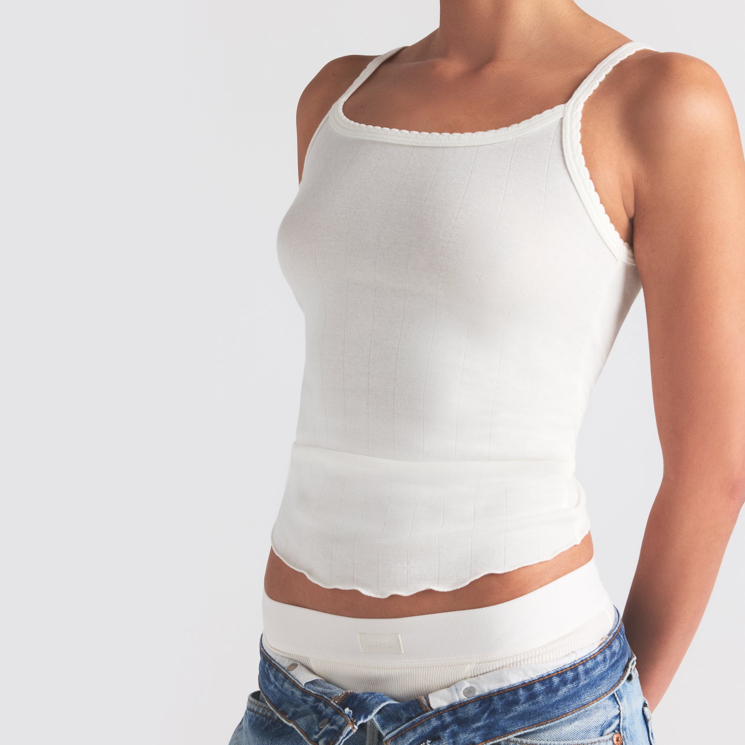 DROP NEEDLE POINTELLE LONG CAMI | MARBLE - Image 3