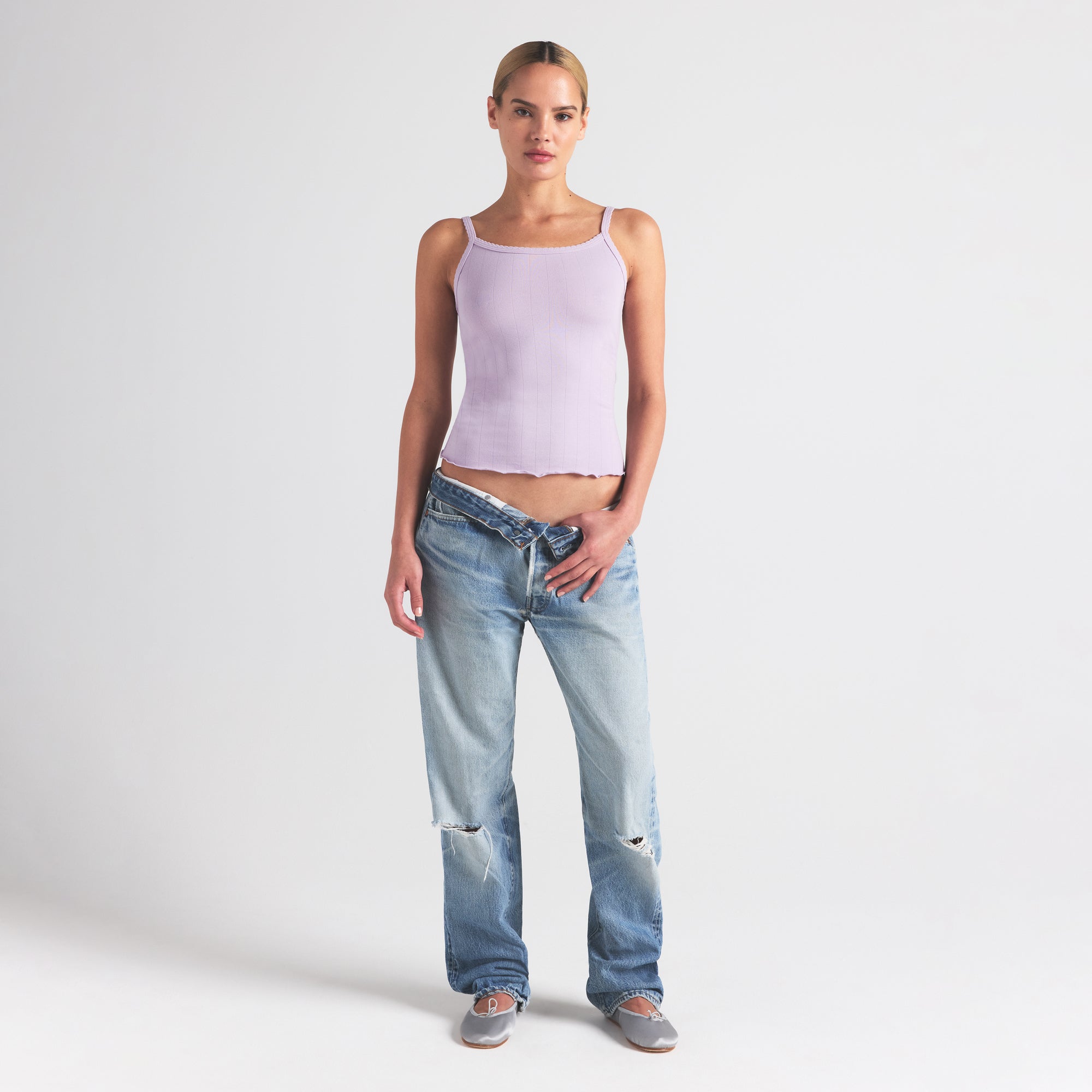 DROP NEEDLE POINTELLE LONG CAMI | WISTERIA - Image 2