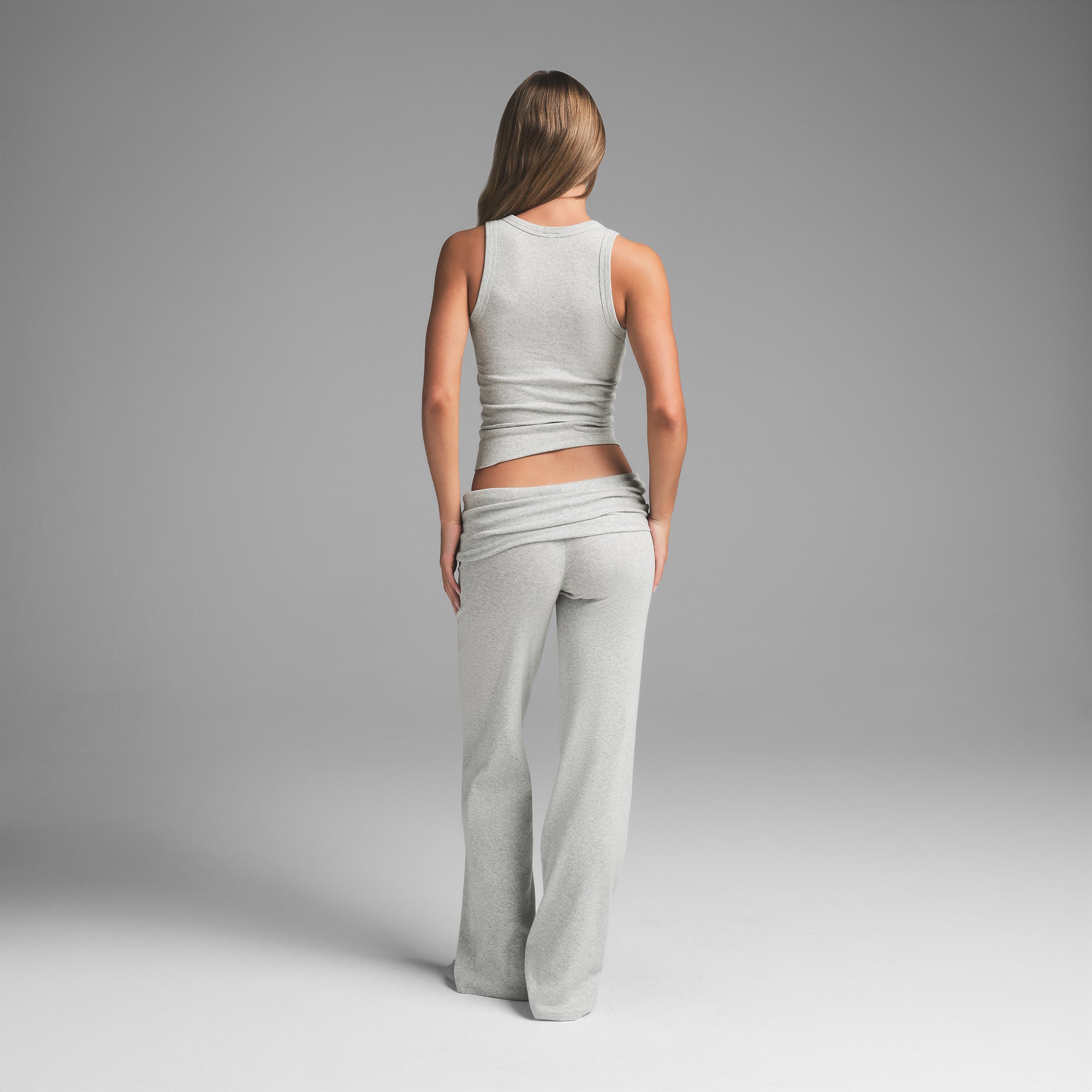 COTTON RIB SCOOP NECK TANK | LIGHT HEATHER GREY - Image 3