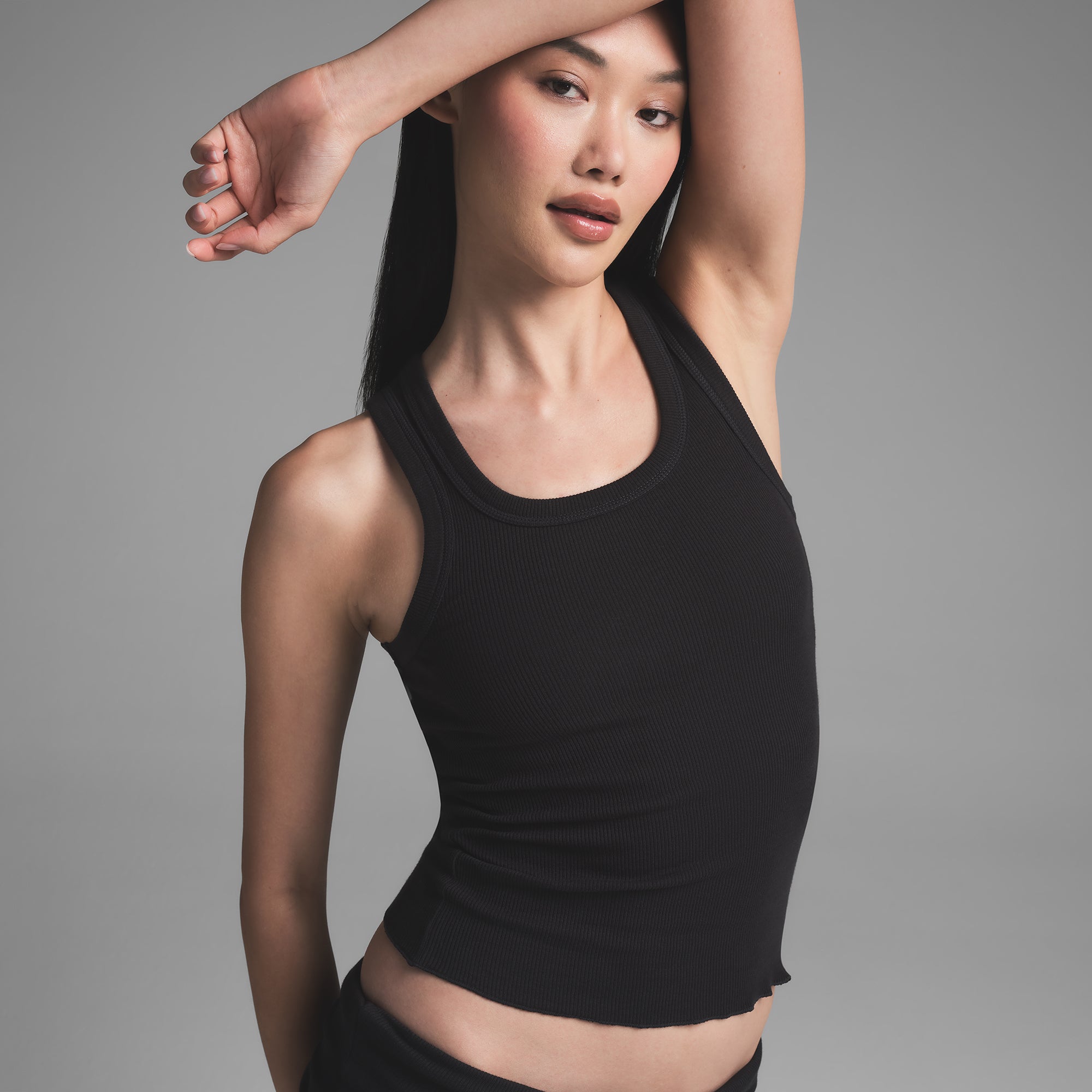 COTTON RIB SCOOP NECK TANK | SOOT - Image 2