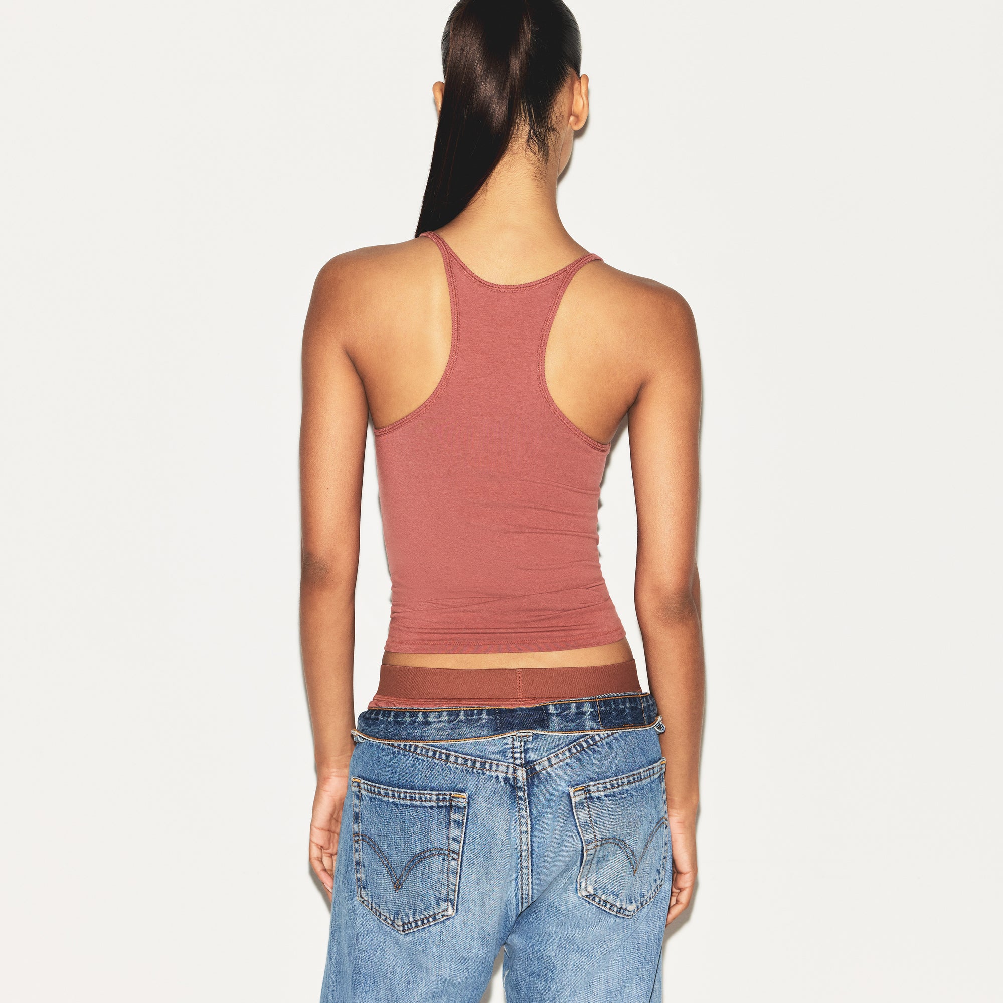 COTTON JERSEY RACERBACK TANK | REDWOOD - Image 3