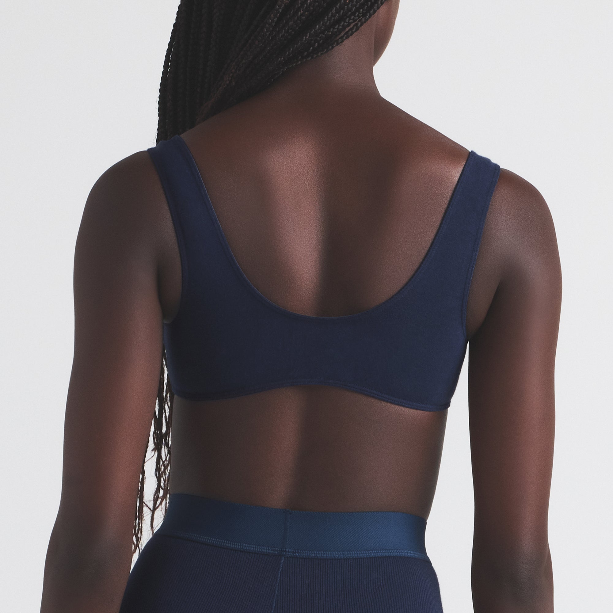 COTTON JERSEY PLUNGE BRALETTE | NAVY - Image 3