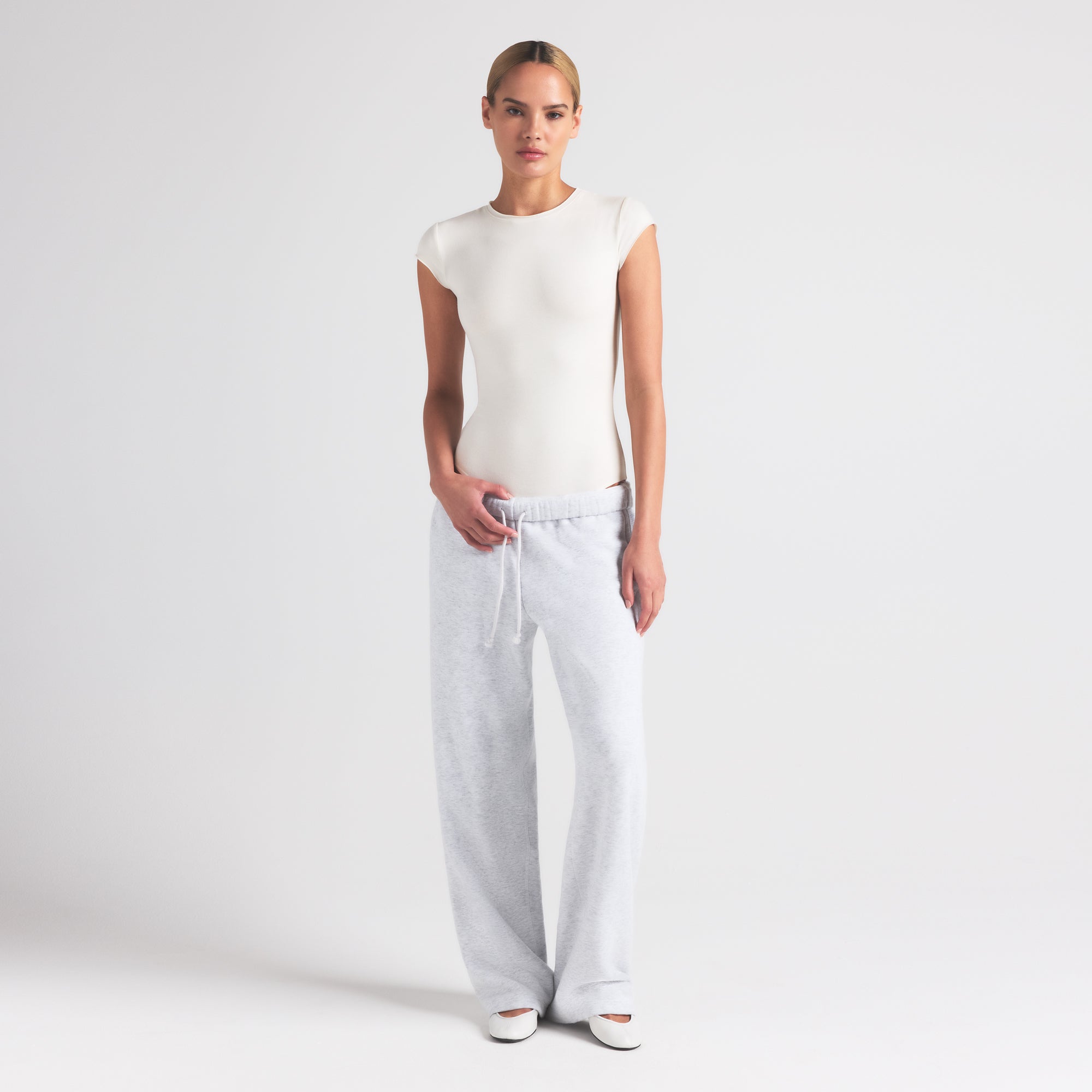 COTTON JERSEY T-SHIRT BRIEF BODYSUIT | MARBLE - Image 2