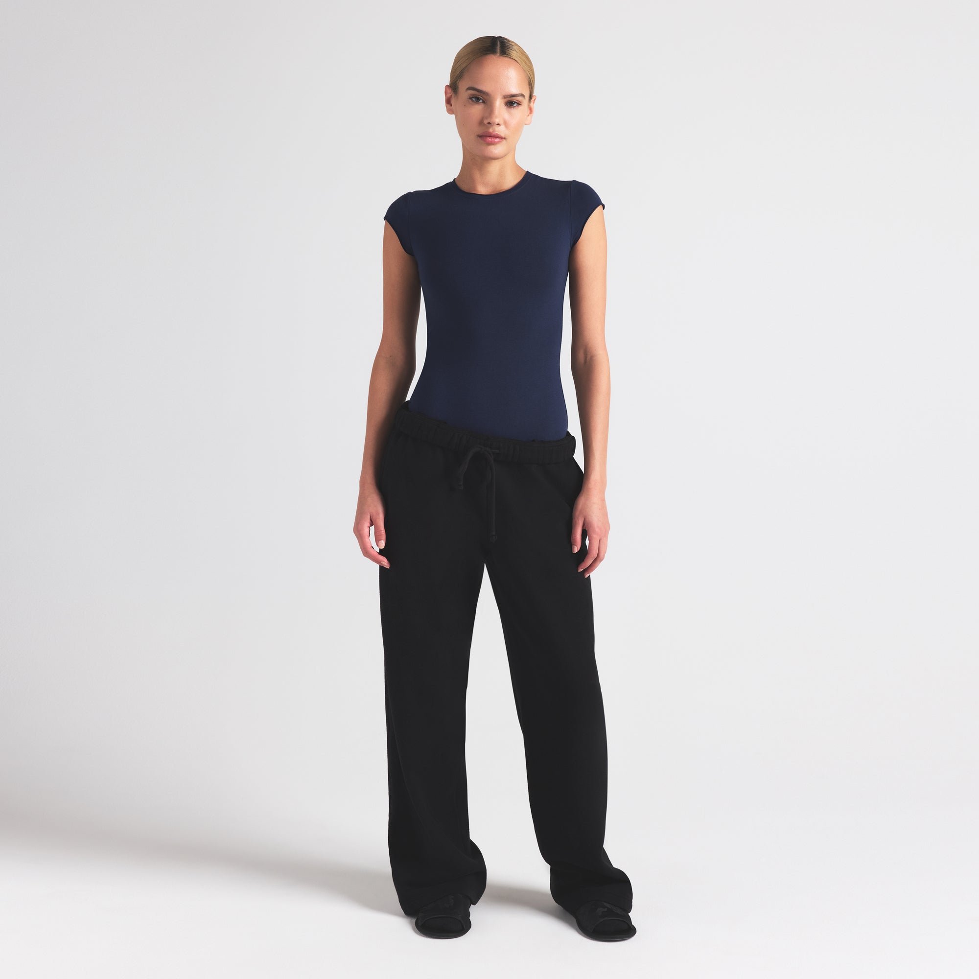 COTTON JERSEY T-SHIRT BRIEF BODYSUIT | NAVY - Image 3