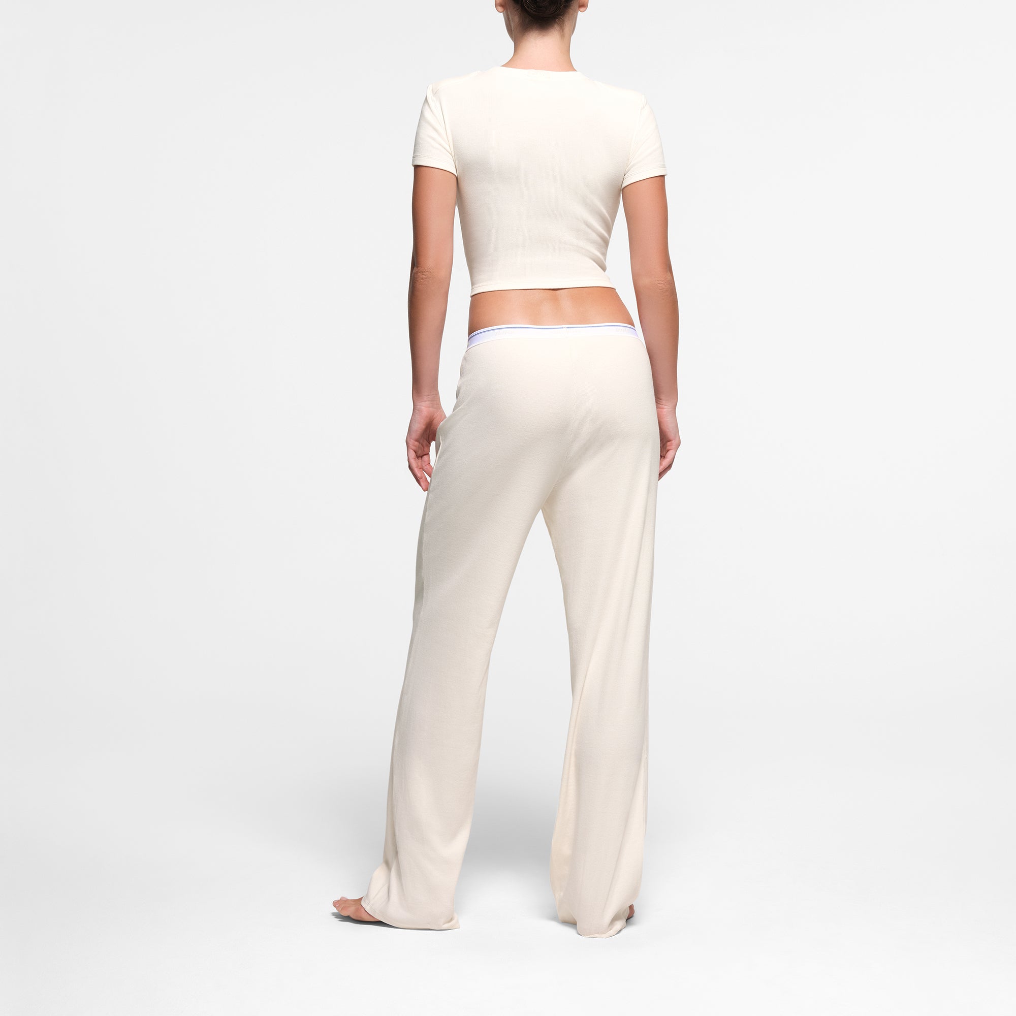 COTTON RIB SHOULDER PAD CROPPED TOP | MARBLE - Image 3