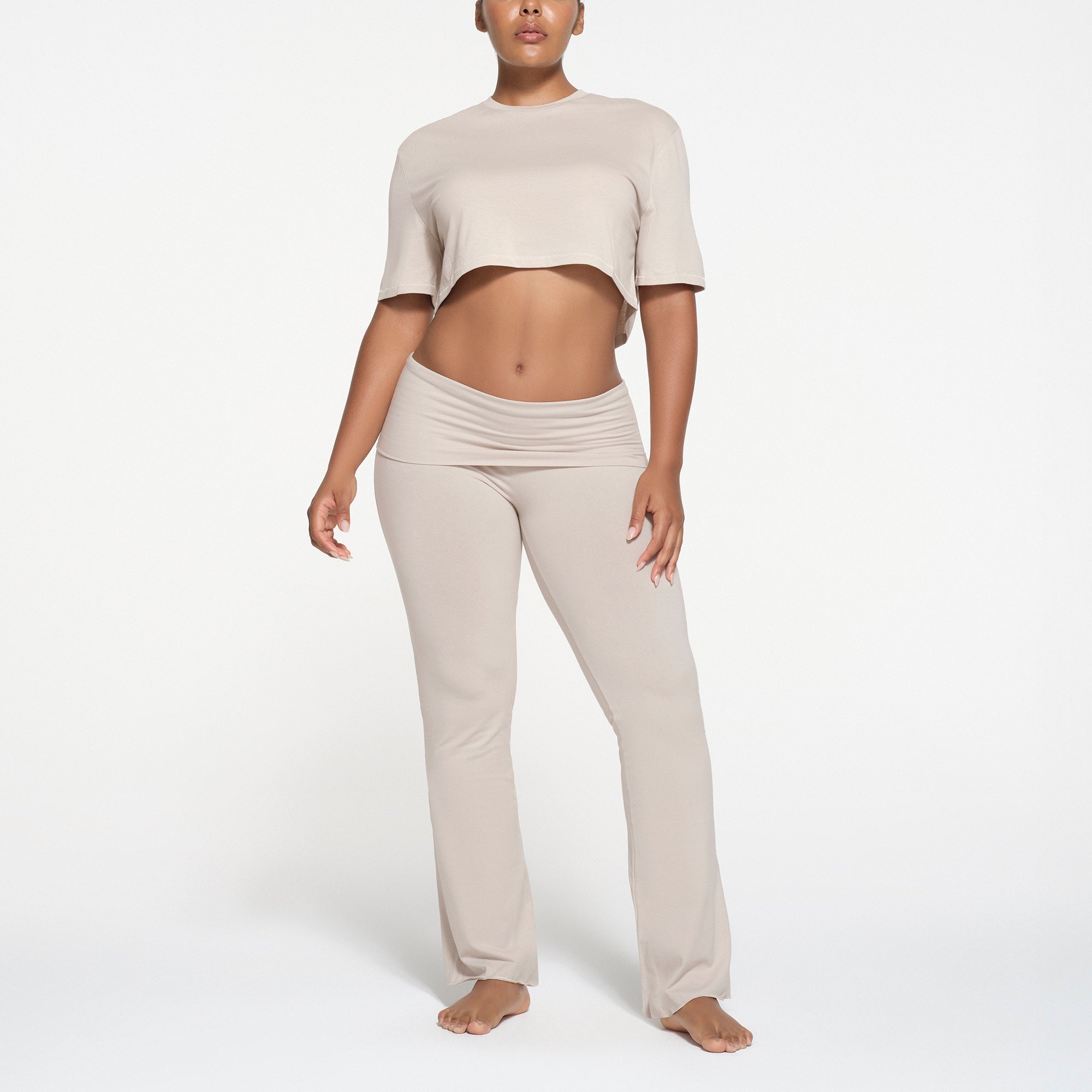 RELAXED TEES OVERSIZED CROPPED T-SHIRT | STONE