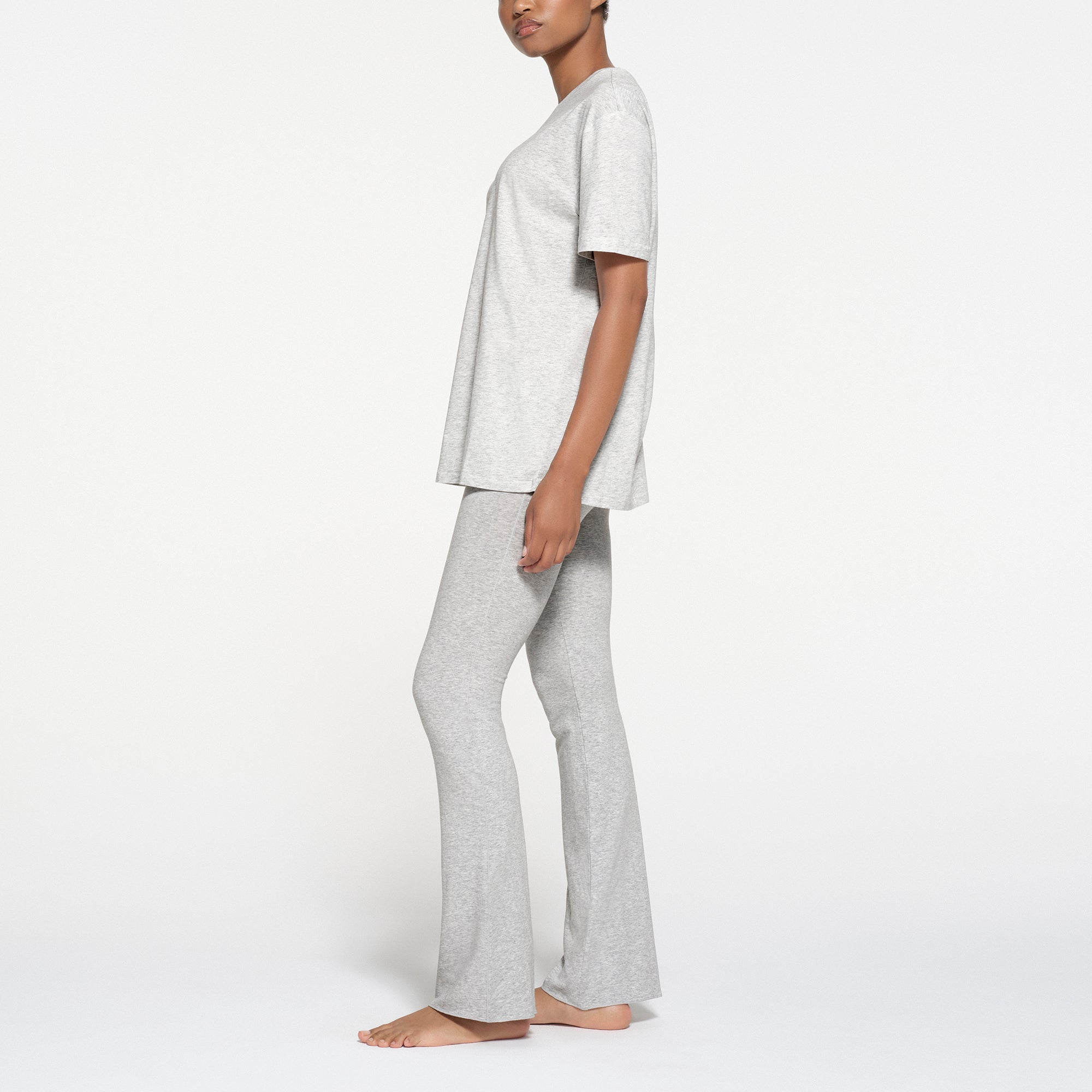 RELAXED TEES OVERSIZED LONG T-SHIRT | LIGHT HEATHER GREY - Image 2