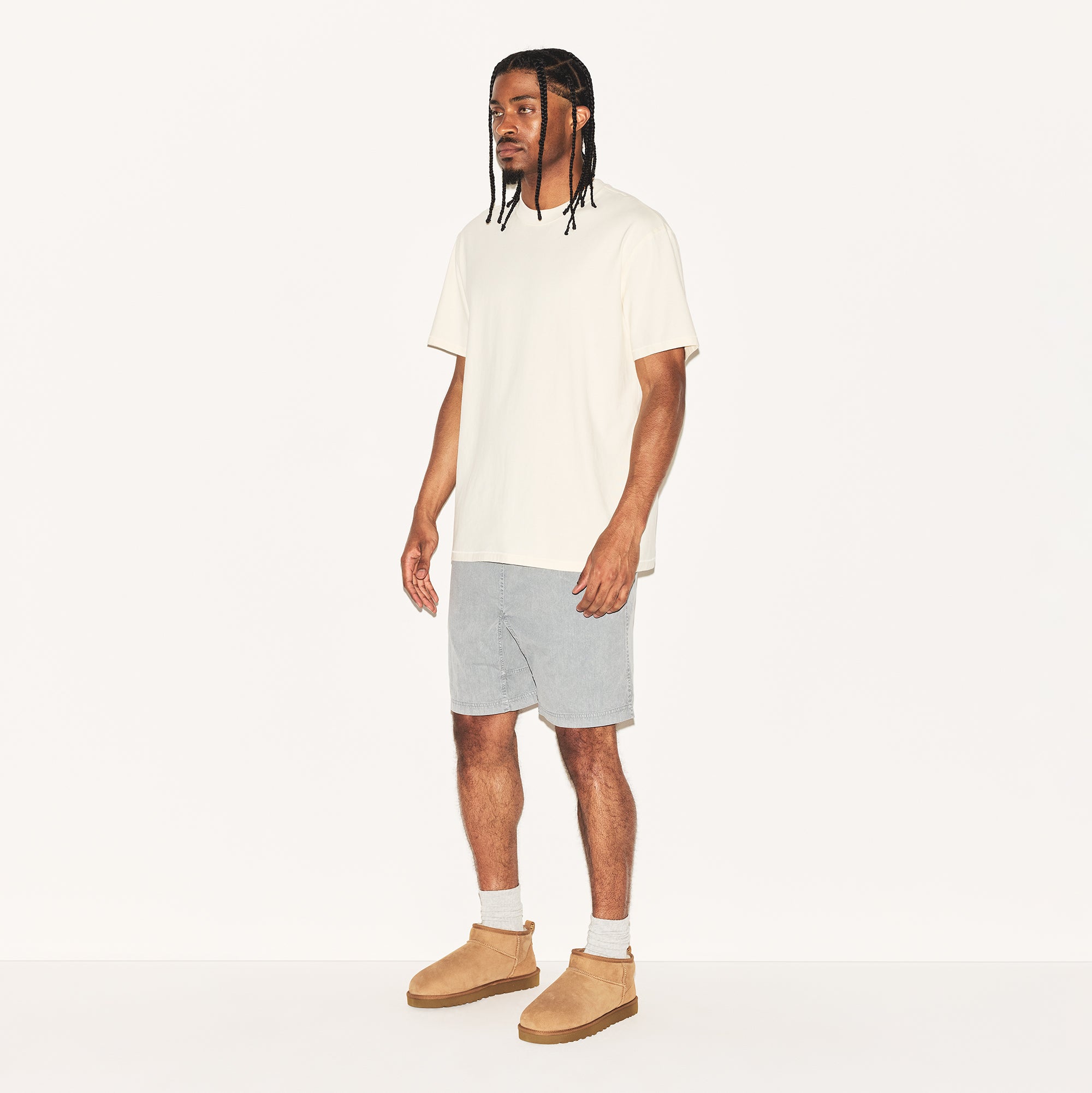 HEAVYWEIGHT COTTON MENS RELAXED T-SHIRT | ECRU - Image 3