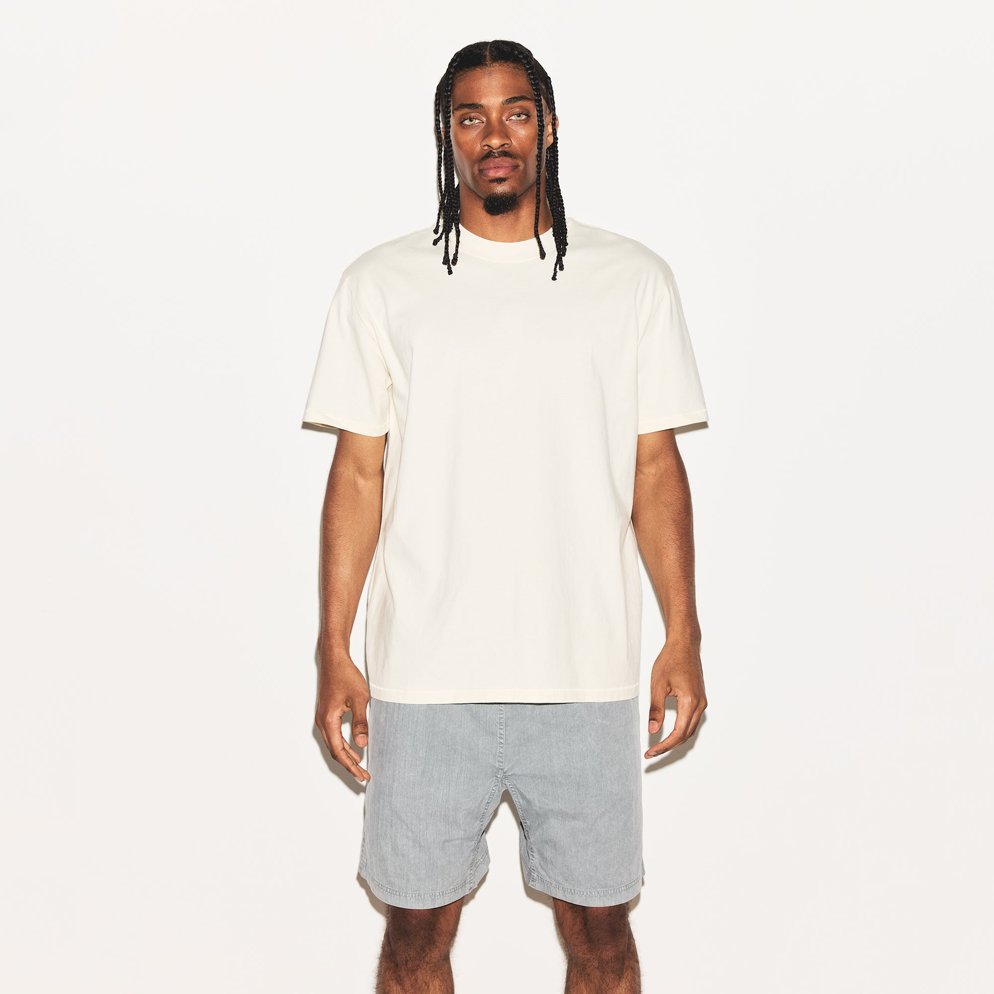 HEAVYWEIGHT COTTON MENS RELAXED T-SHIRT | ECRU - Image 2