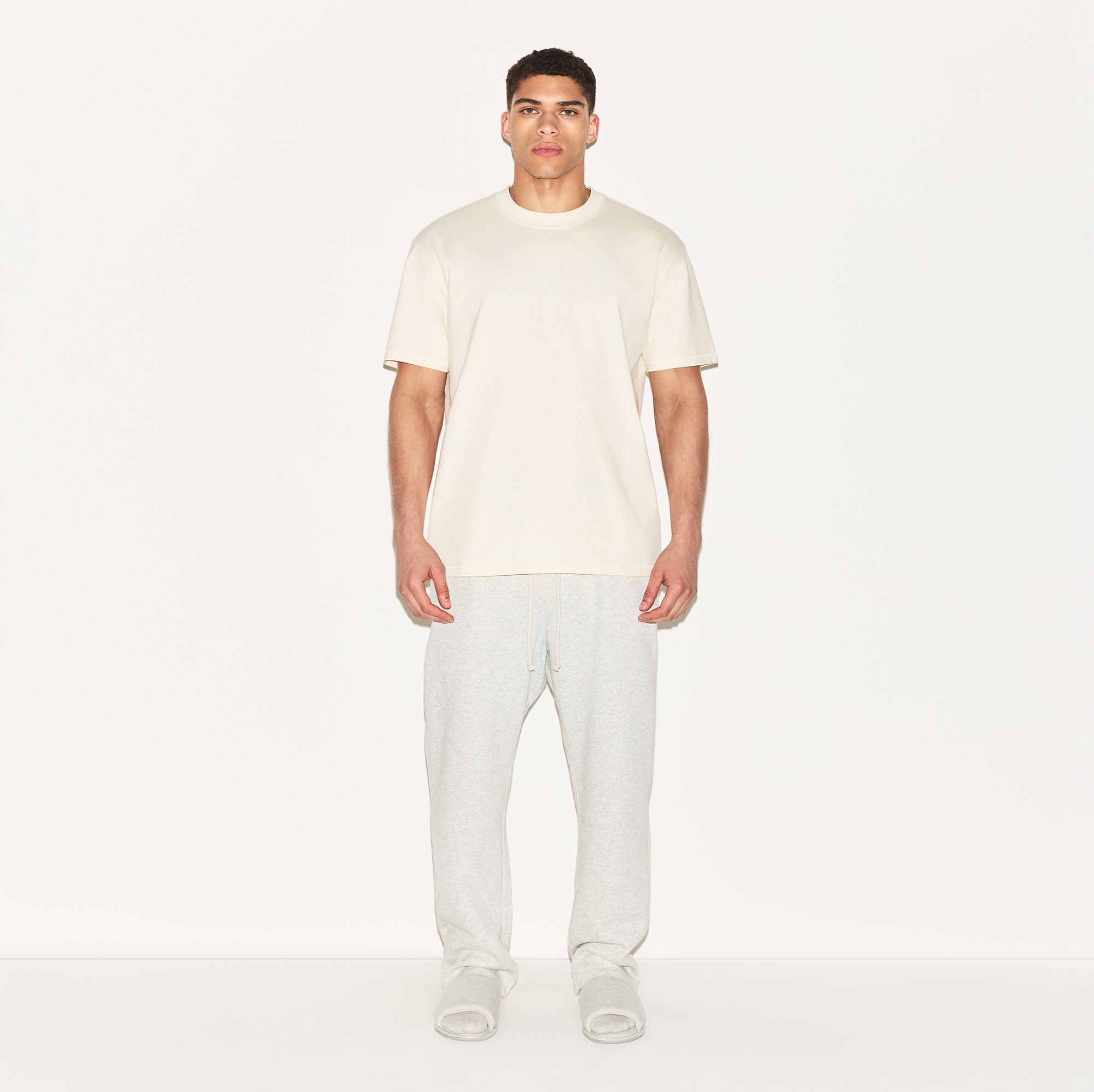 HEAVYWEIGHT COTTON MENS RELAXED T-SHIRT | ECRU - Image 8