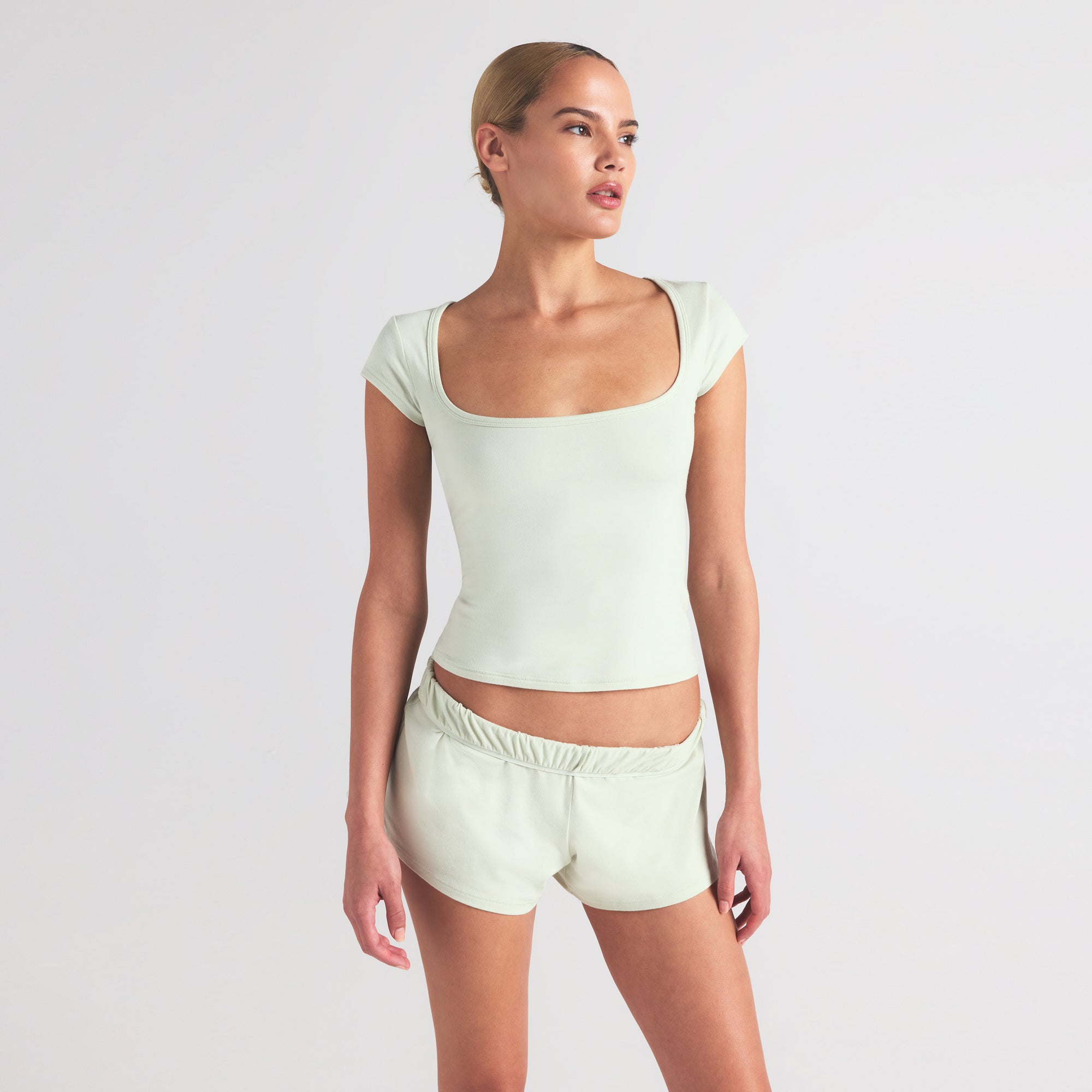 COTTON JERSEY SCOOP NECK T-SHIRT | SPEARMINT
