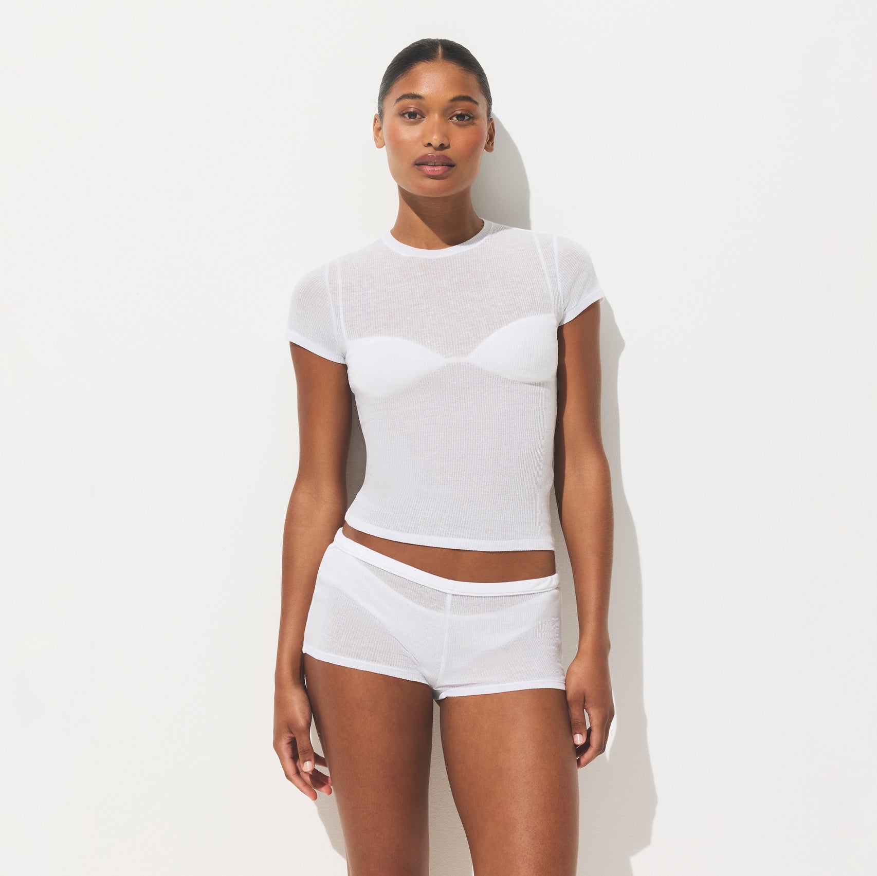 SHEER COTTON T-SHIRT | SNOW