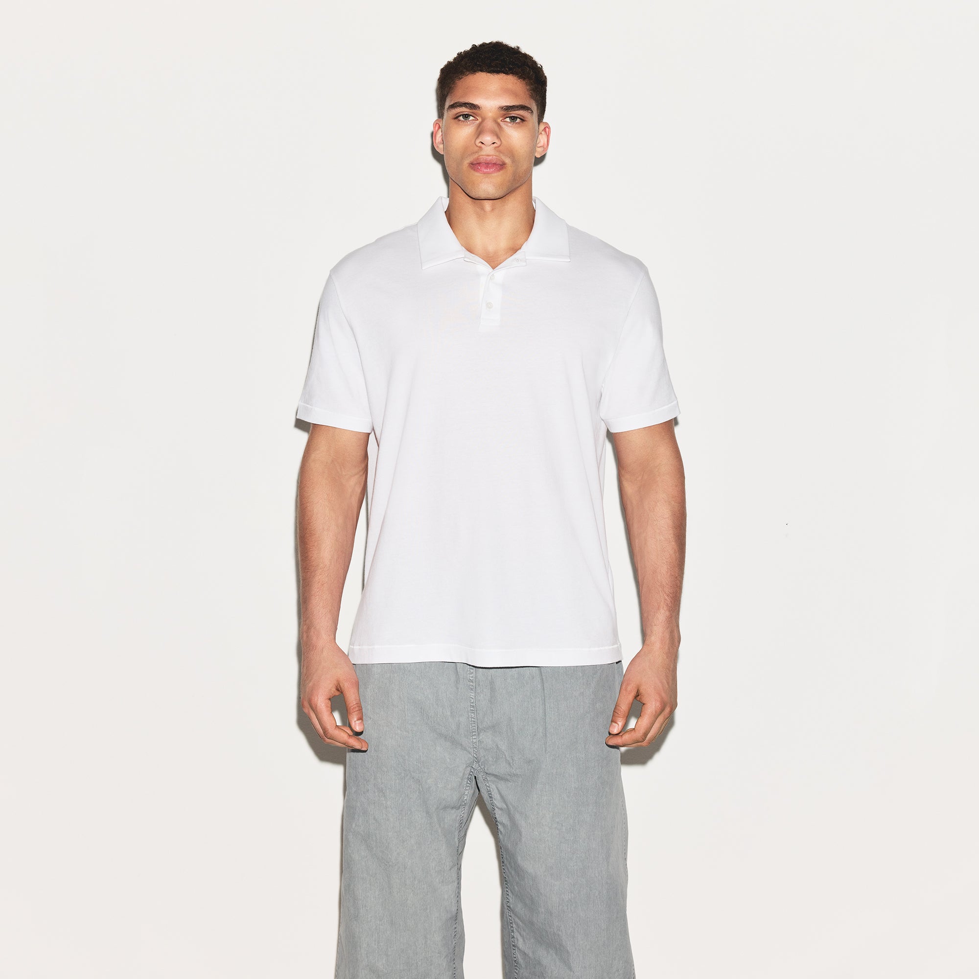 SKIMS COTTON MENS RELAXED POLO | CHALK