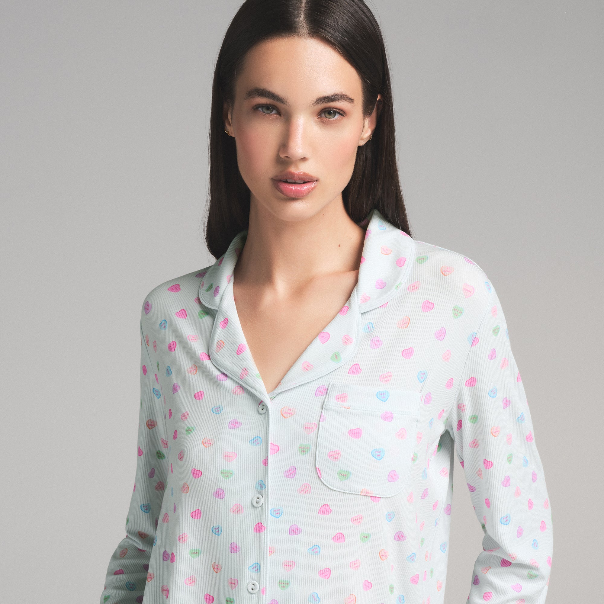 SOFT LOUNGE SLEEP SET | CLOUD CANDY HEART PRINT - Image 2