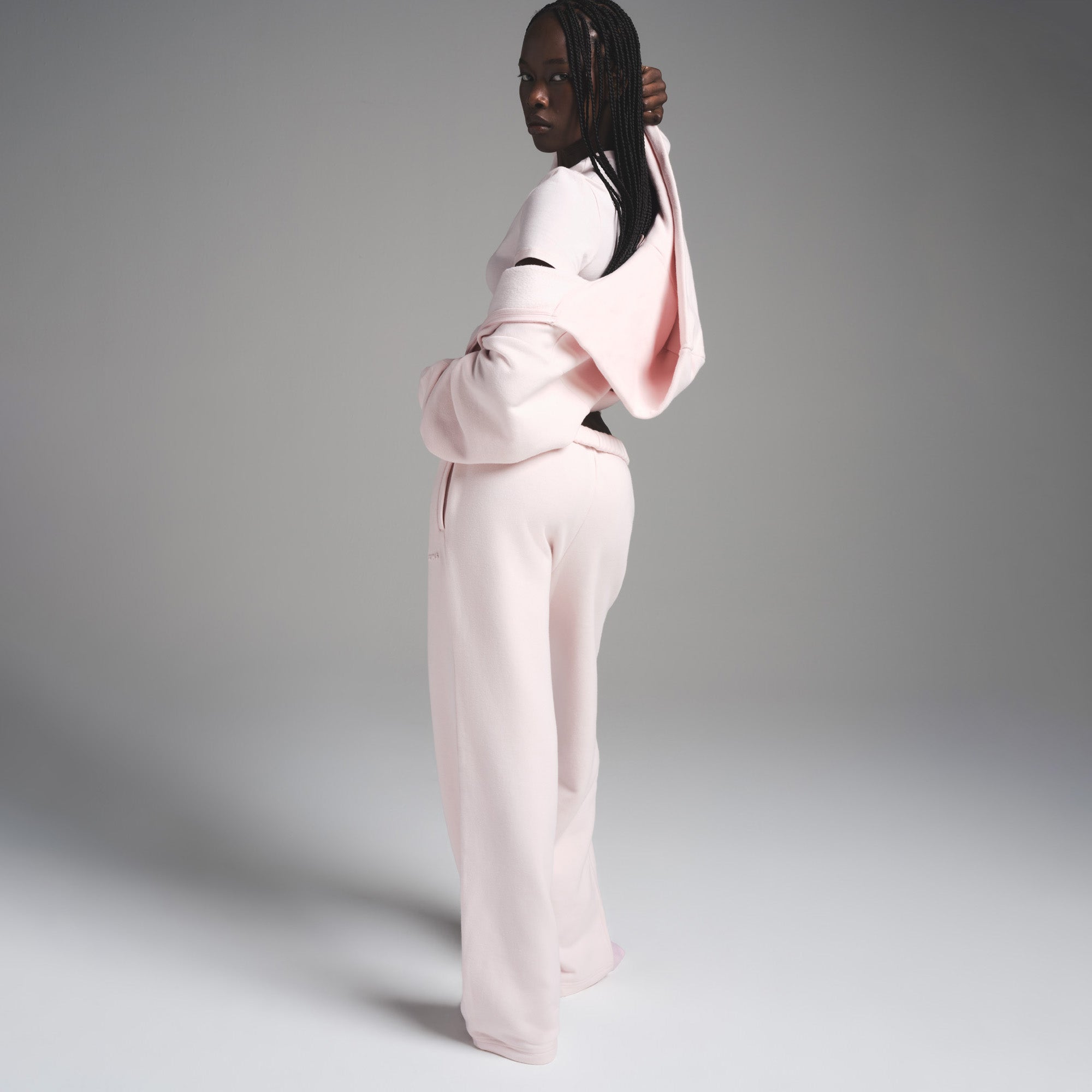 COTTON FLEECE CLASSIC STRAIGHT LEG PANT | BARELY PINK - Image 4