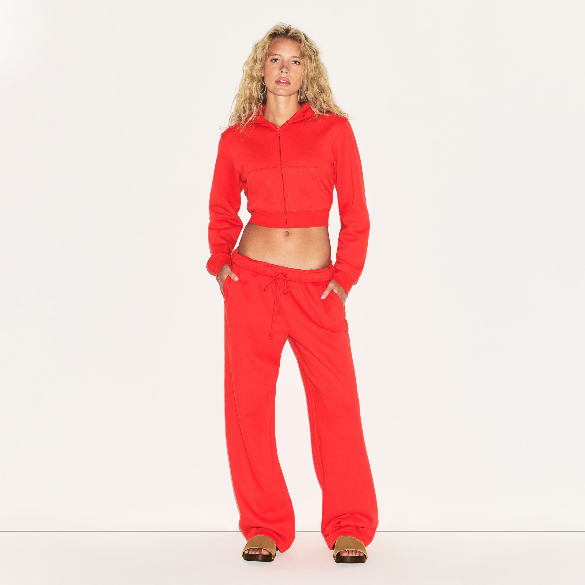 COTTON FLEECE CLASSIC STRAIGHT LEG PANT | RUBY - Image 4