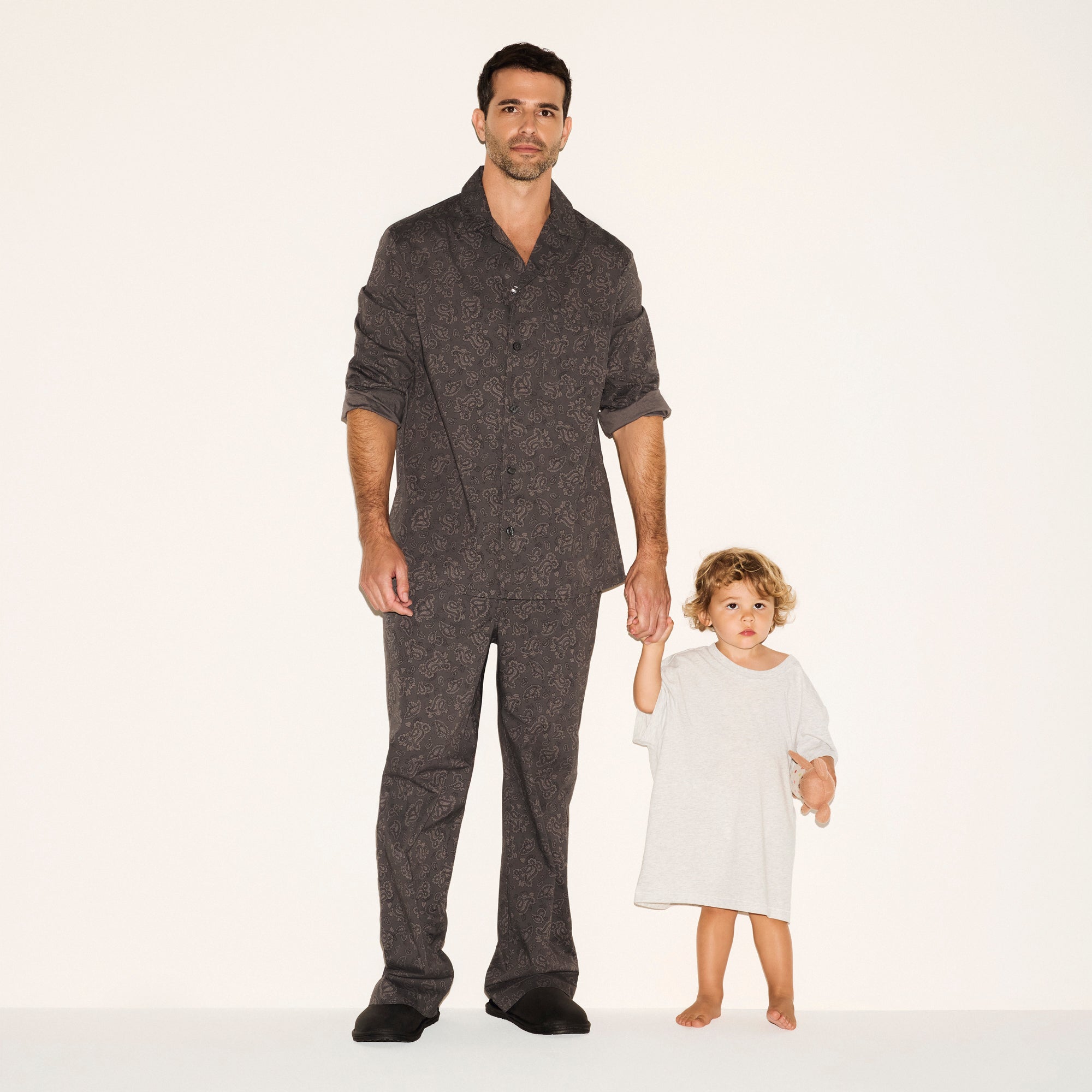 COTTON POPLIN MENS LONG SLEEP SET | ASH PAISLEY PRINT - Image 5