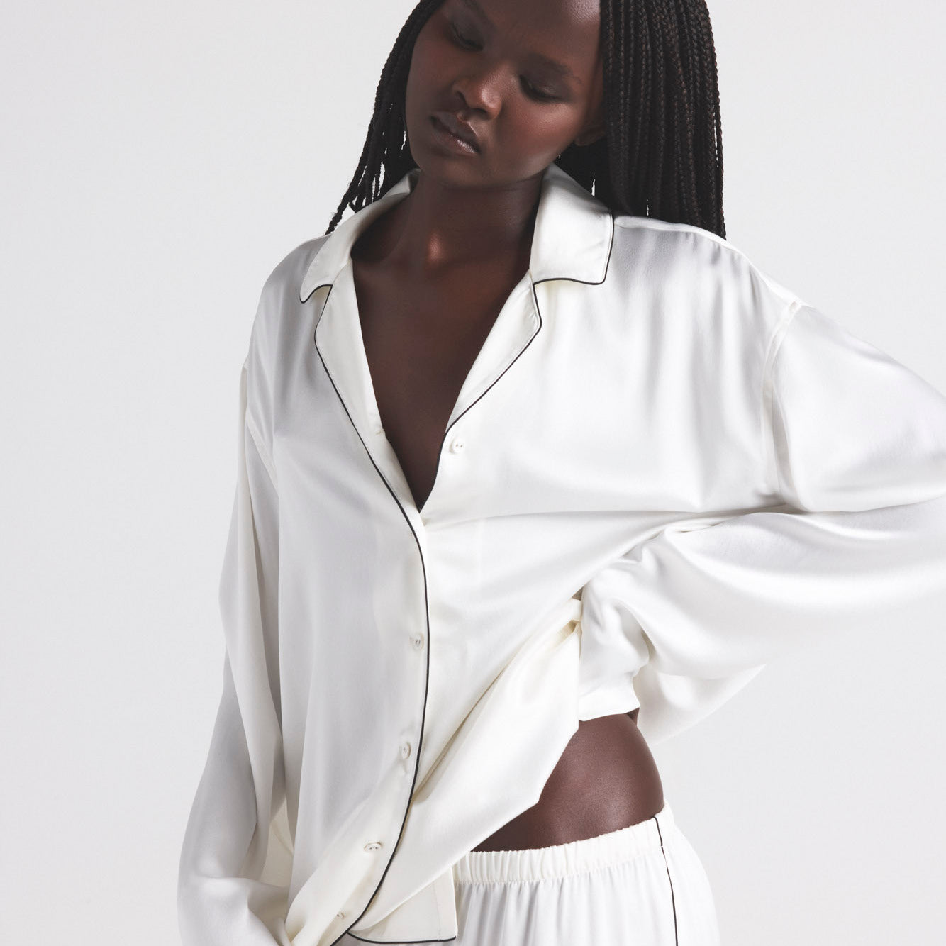 SILK LONG SLEEP SET | IVORY - Image 2