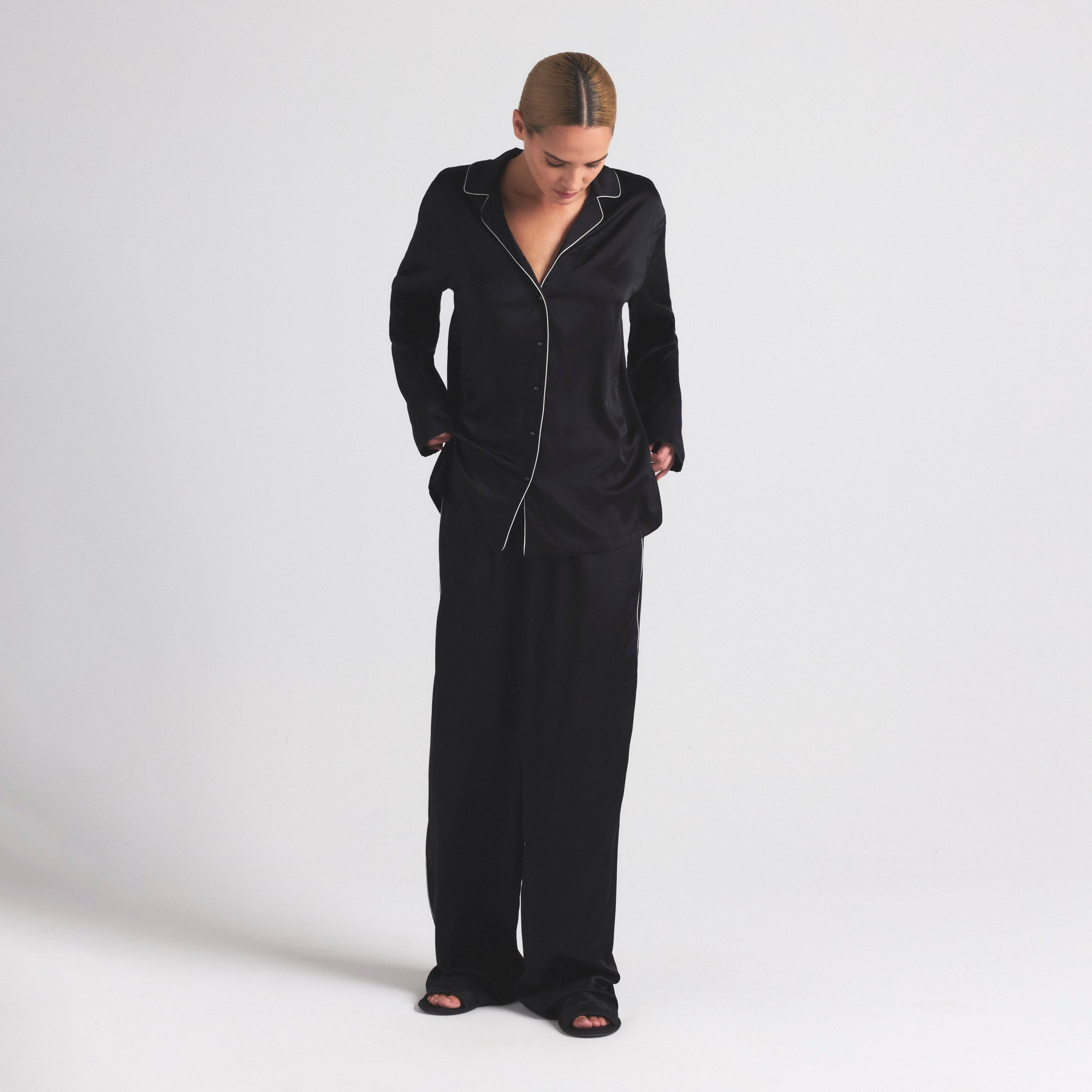 SILK LONG SLEEP SET | ONYX