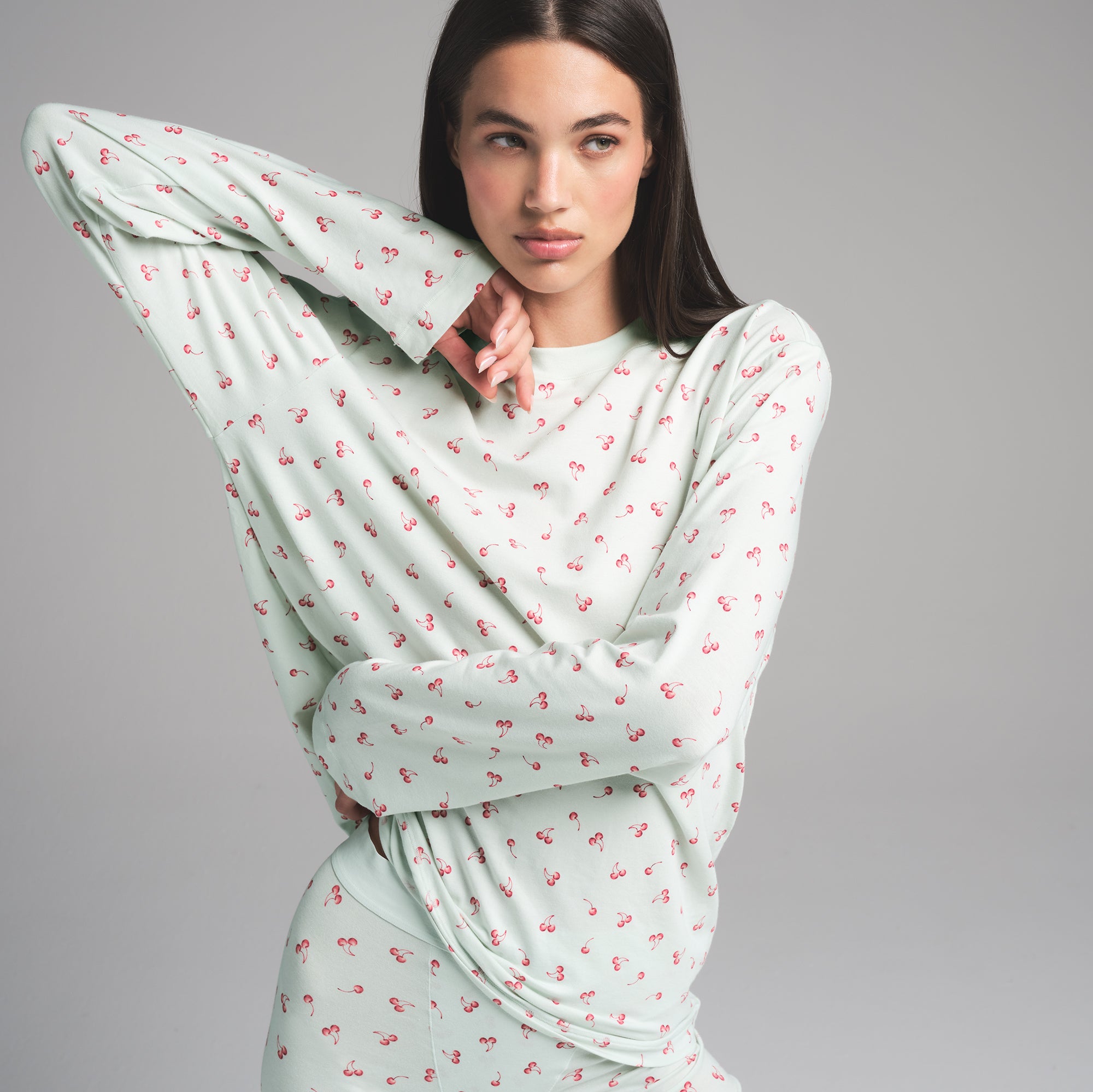 BOYFRIEND LONG SLEEVE T-SHIRT AND BOXER SET | CLOUD CHERRY PRINT