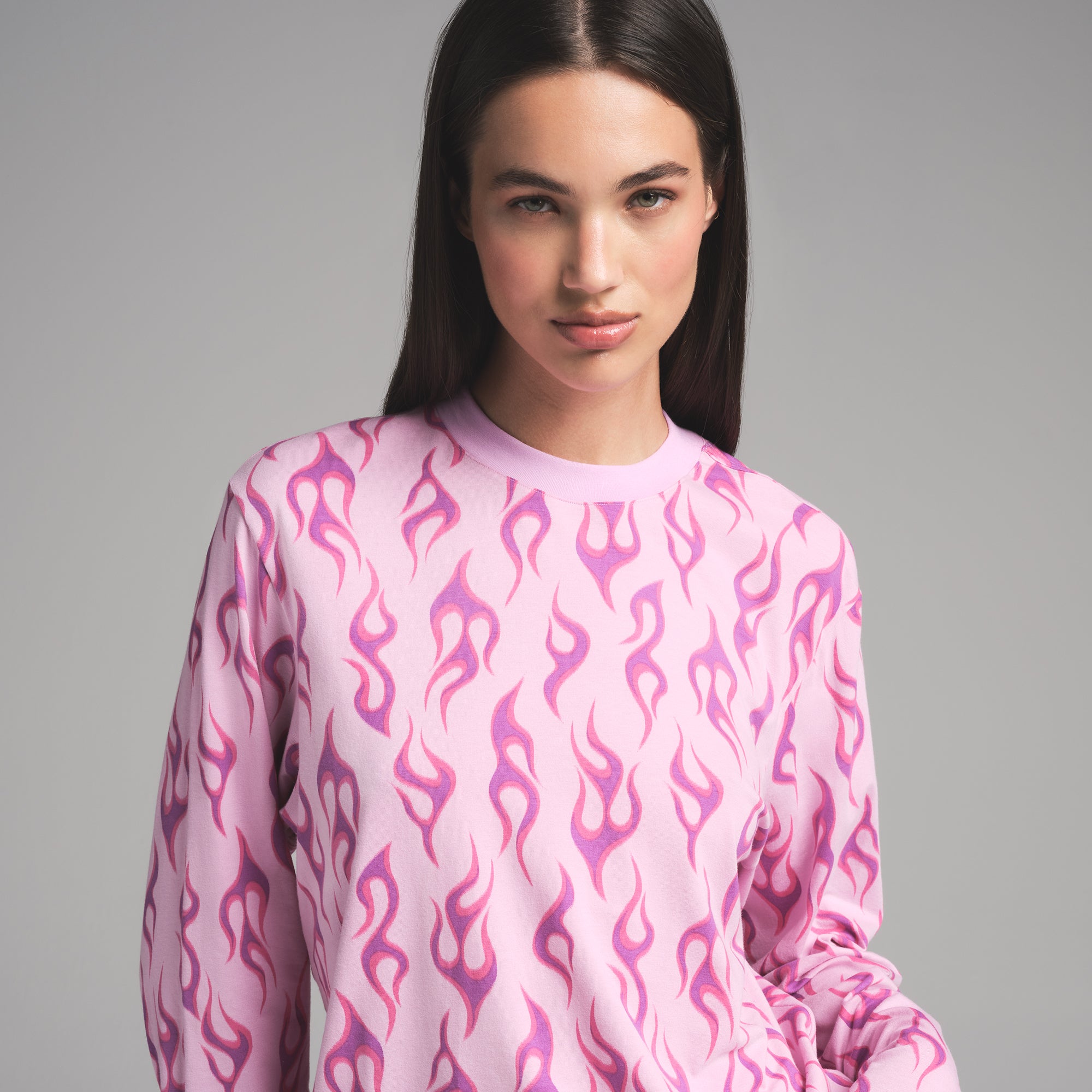 BOYFRIEND LONG SLEEVE T-SHIRT AND BOXER SET | PETAL FLAME PRINT - Image 3