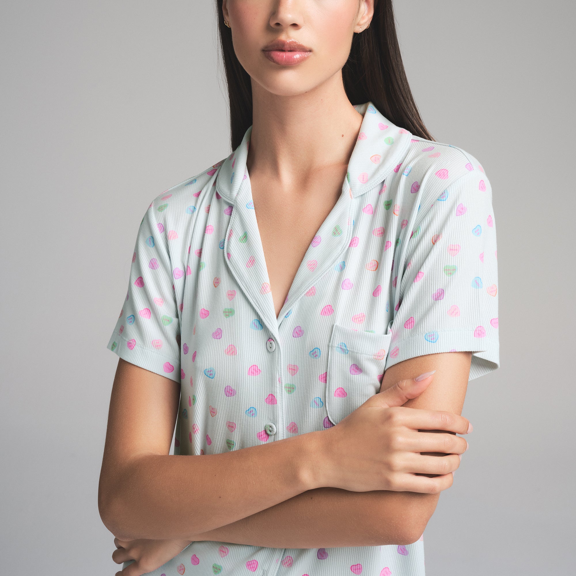 SOFT LOUNGE SHORT SLEEP SET | CLOUD CANDY HEART PRINT - Image 3