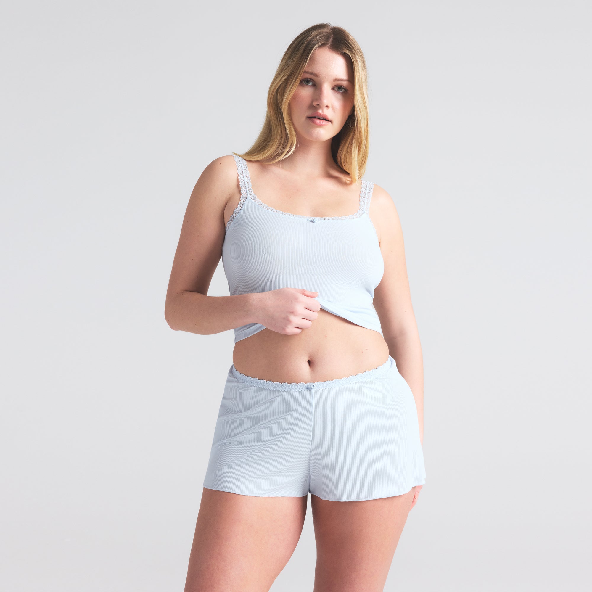 SOFT LOUNGE LACE CAMI AND SHORT SET | BLUE QUARTZ - Image 4