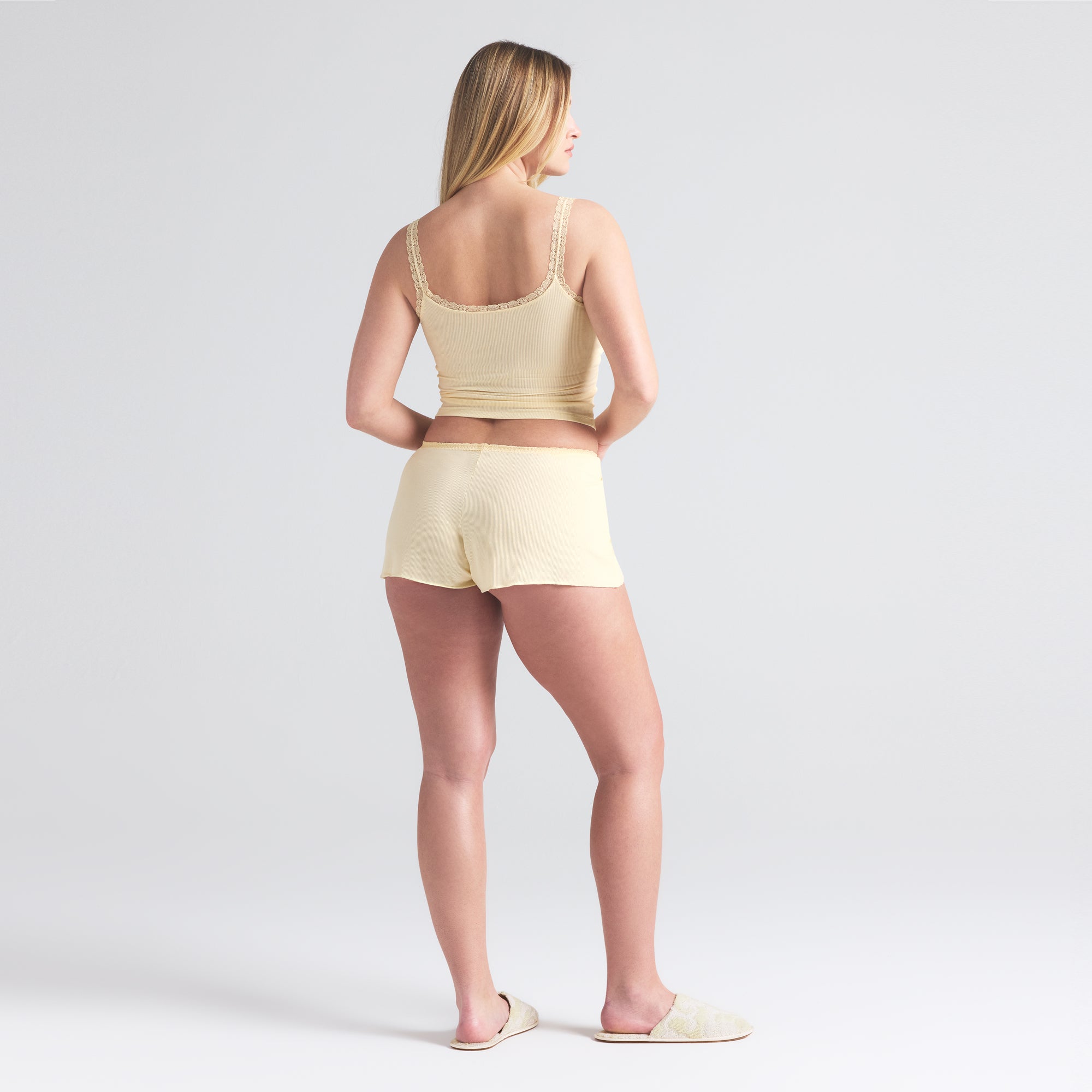 SOFT LOUNGE LACE CAMI AND SHORT SET | BUTTER - Image 3