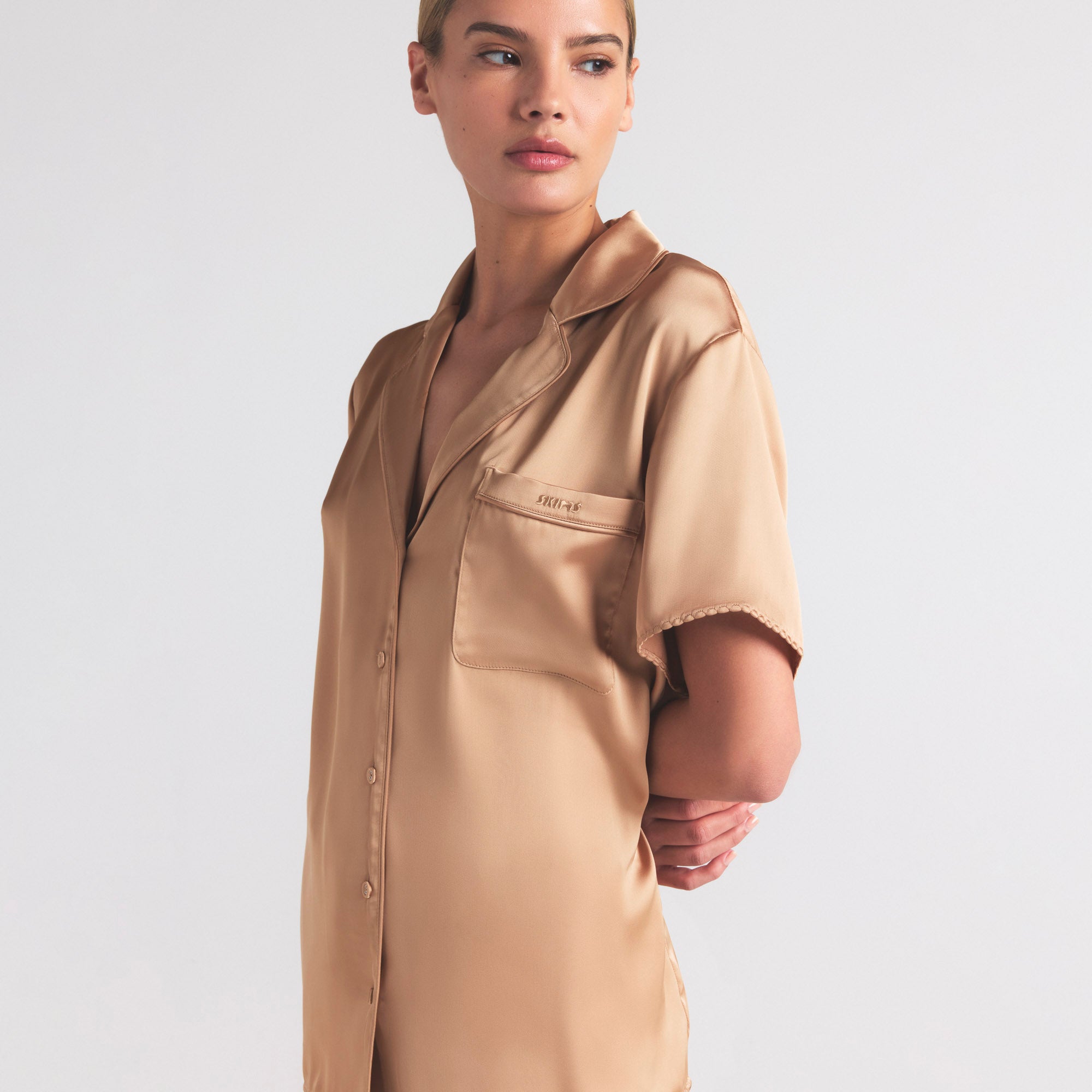 WOVEN SHINE SHORT SLEEP SET | HONEY - Image 5