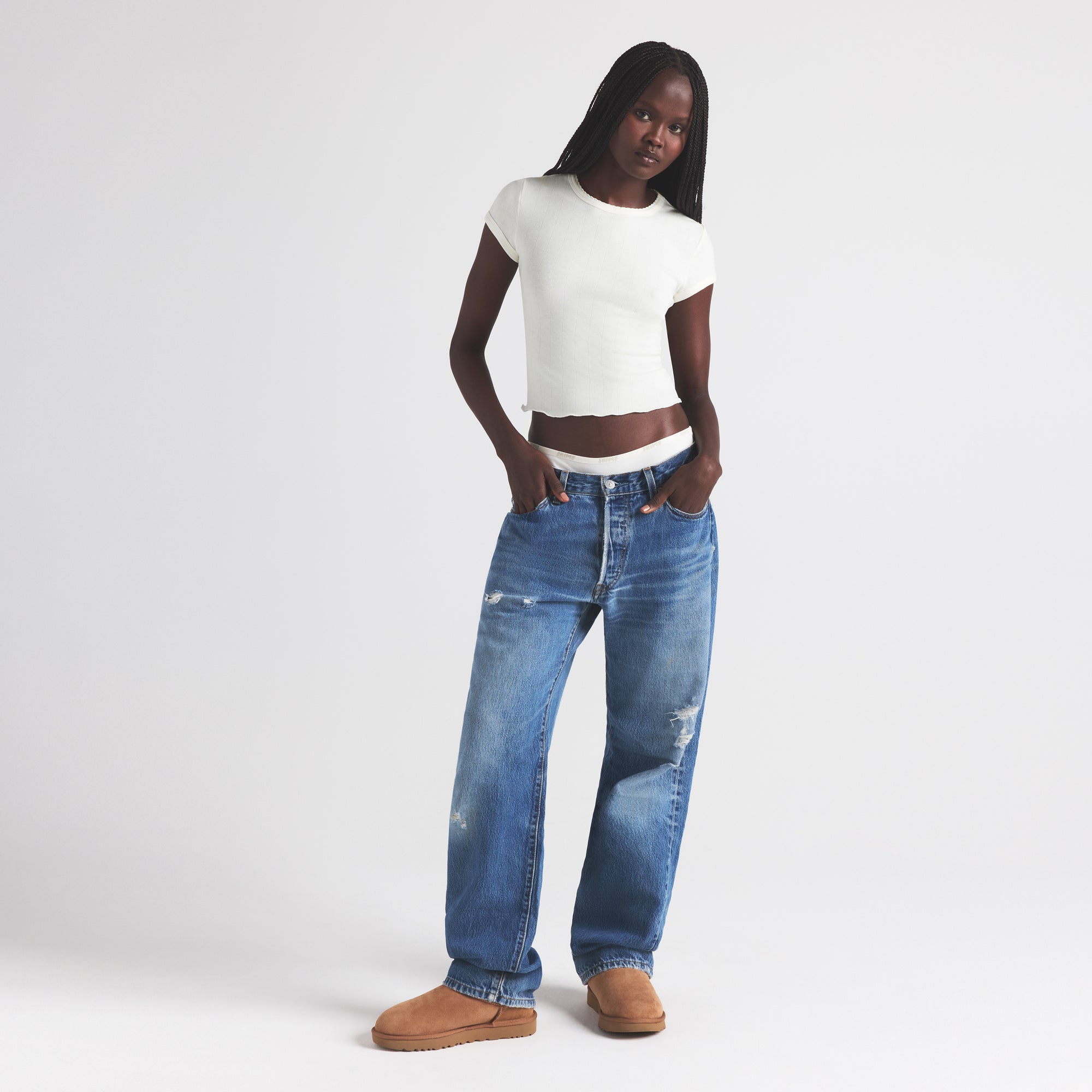 DROP NEEDLE POINTELLE BABY TEE | MARBLE - Image 5