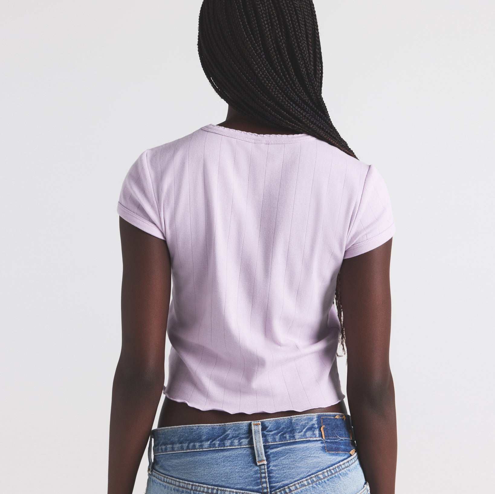 DROP NEEDLE POINTELLE BABY TEE | WISTERIA - Image 2