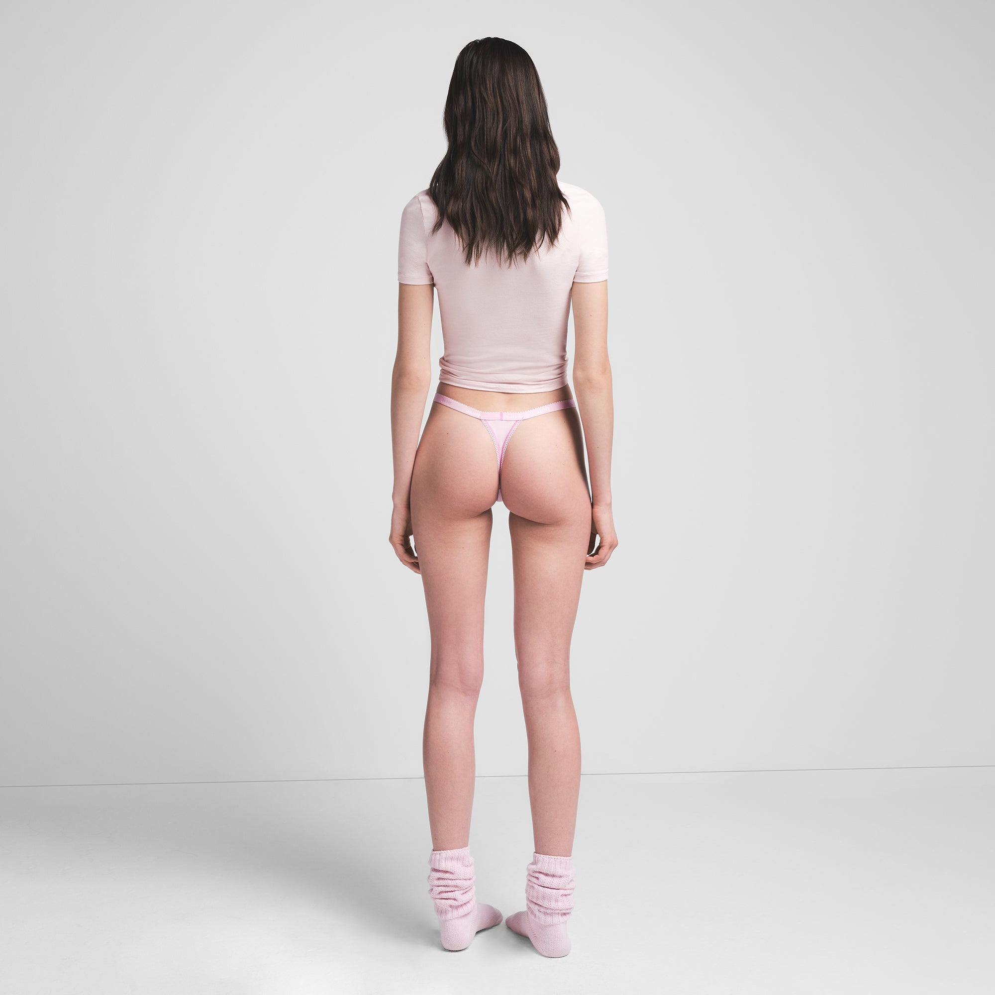 LIGHTWEIGHT COTTON LOGO PICOT THONG | CHERRY BLOSSOM - Image 2