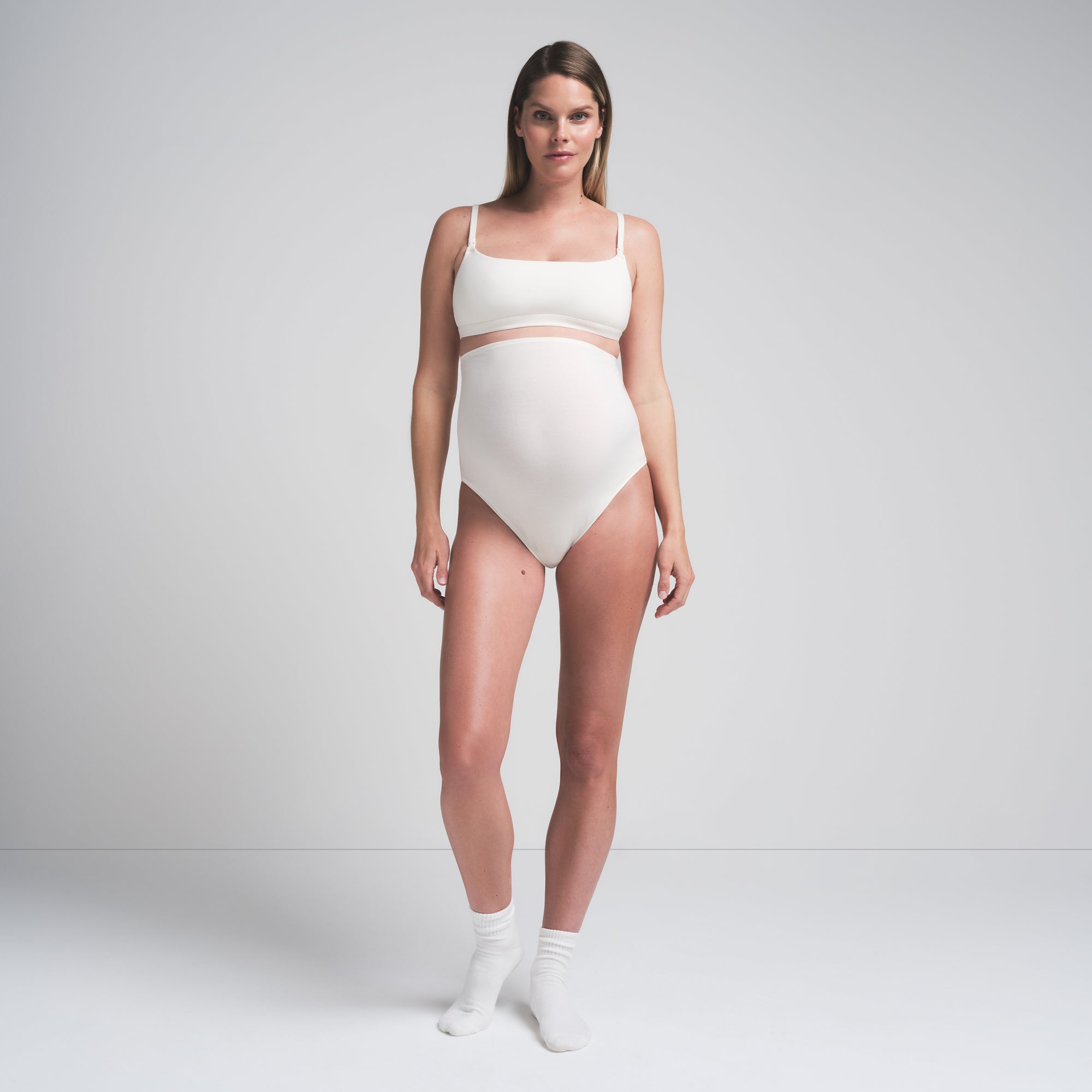 COTTON JERSEY MATERNITY HIGH-WAISTED THONG | MARBLE - Image 2