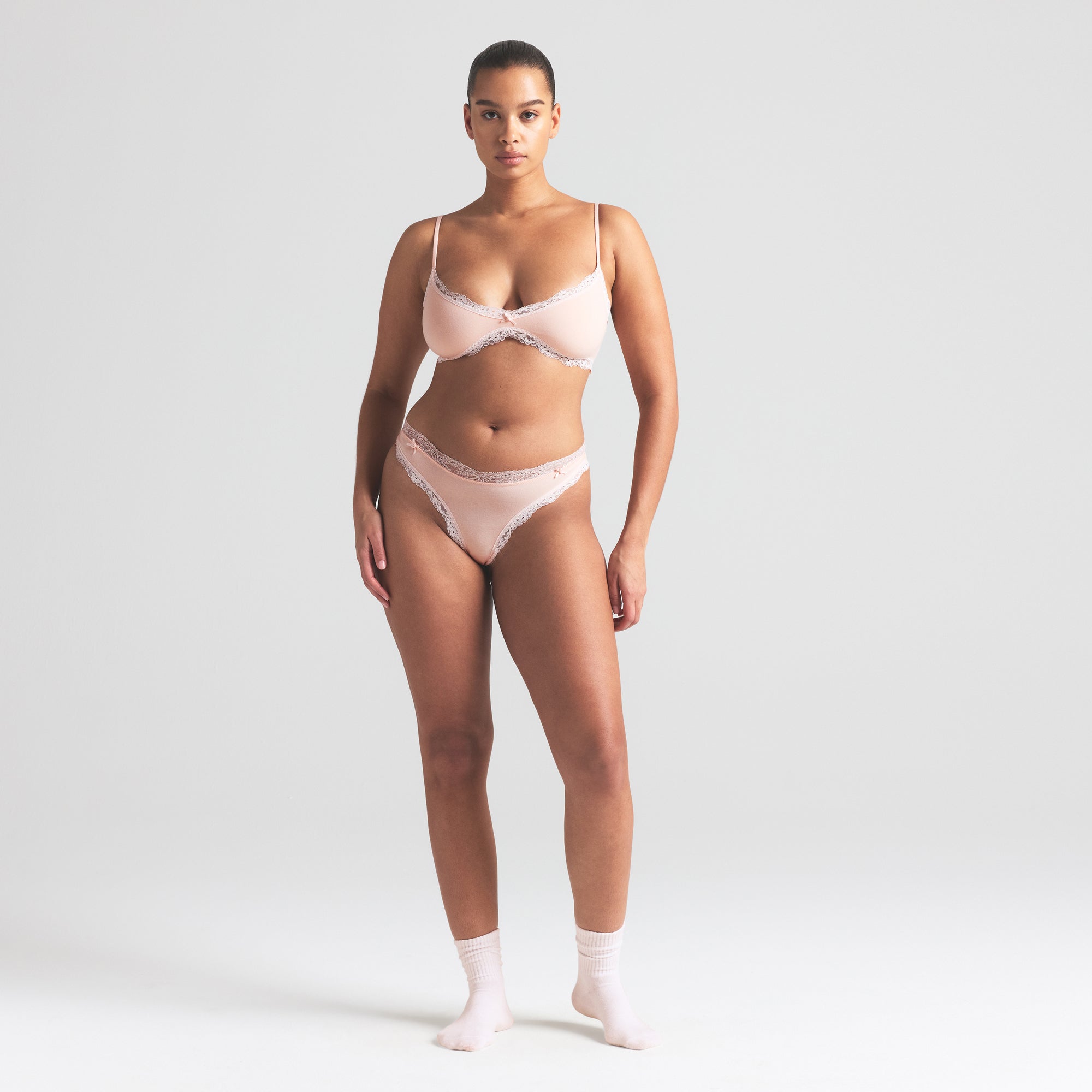 COTTON JERSEY LACE THONG | PRIMROSE - Image 2