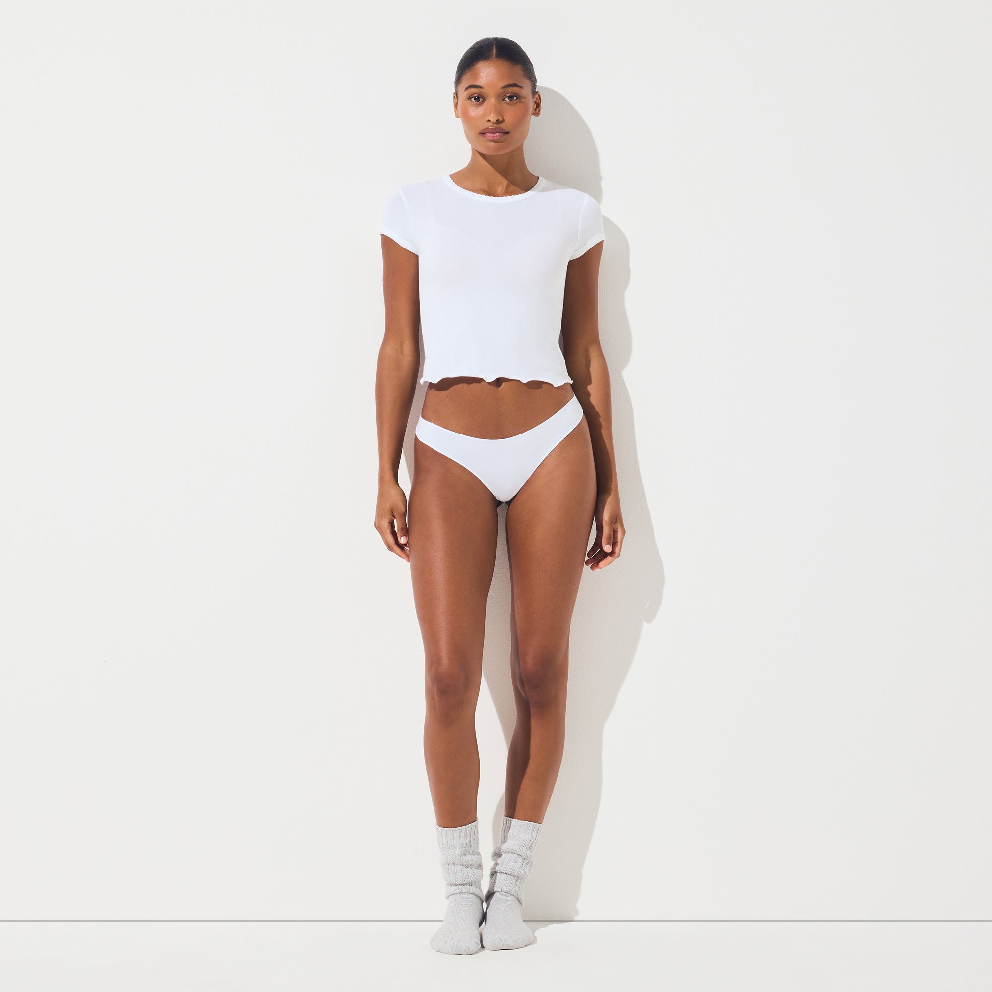LIGHTWEIGHT COTTON THONG | SNOW - Image 2