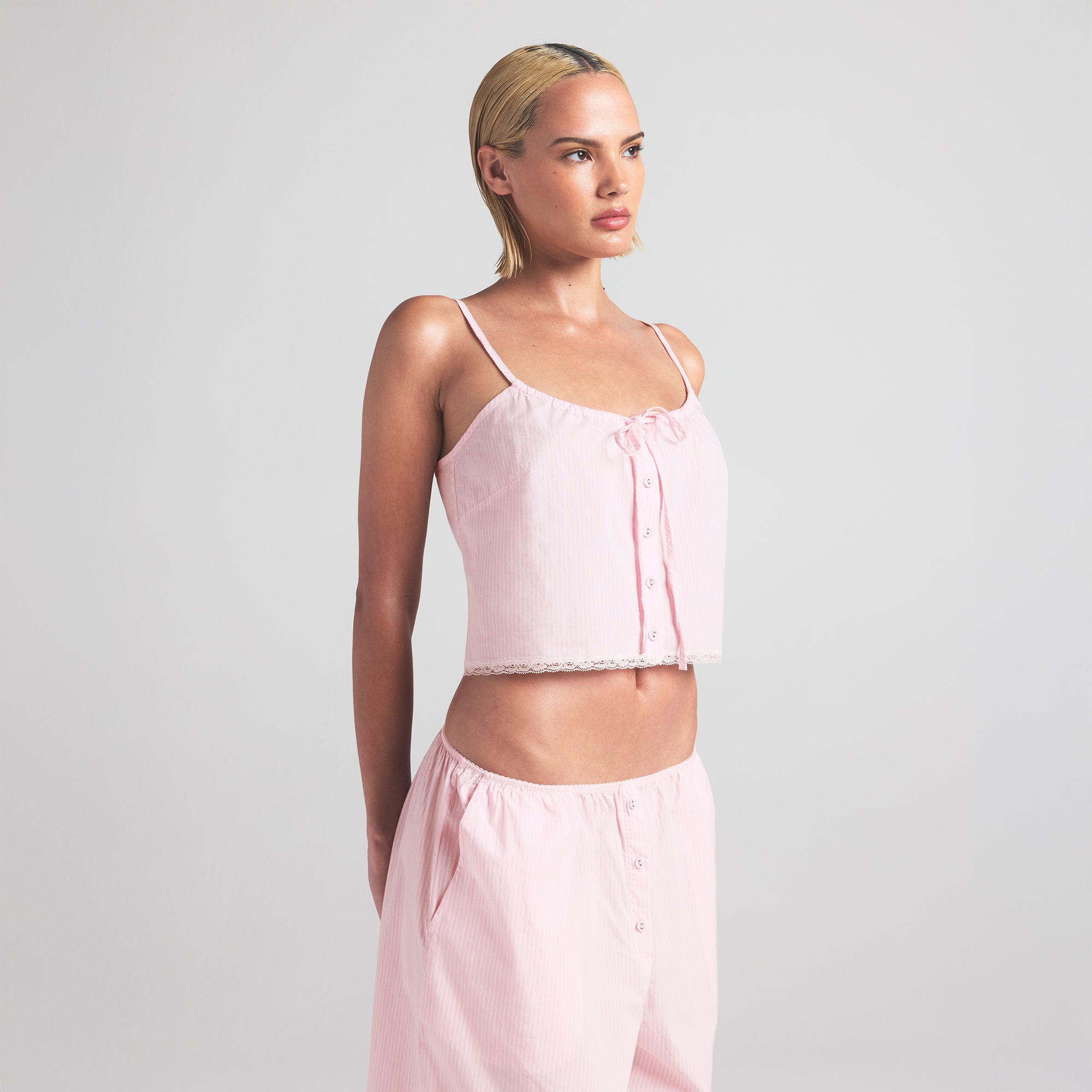 COTTON POPLIN SLEEP CAMI | CHERRY BLOSSOM STRIPE - Image 3