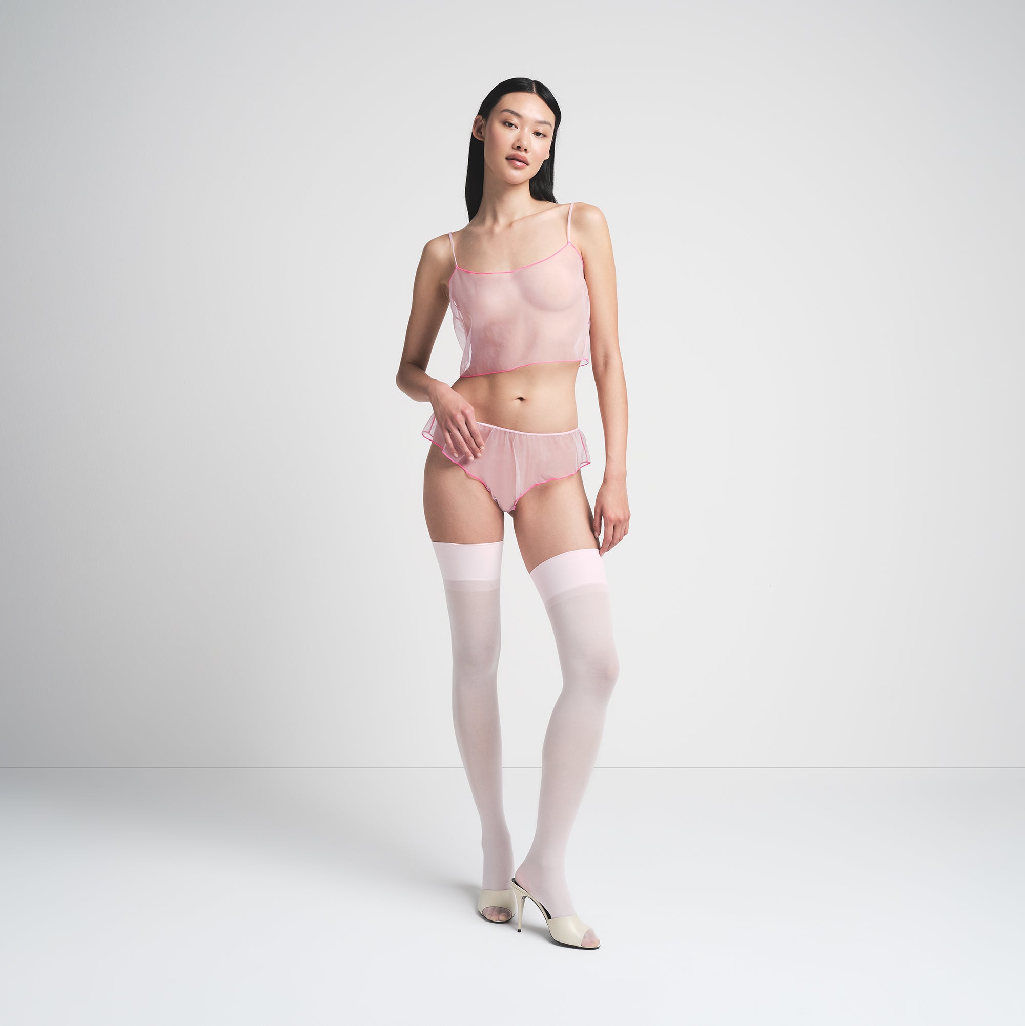 TULLE CAMI AND BRIEF SET | CHERRY BLOSSOM CONTRAST