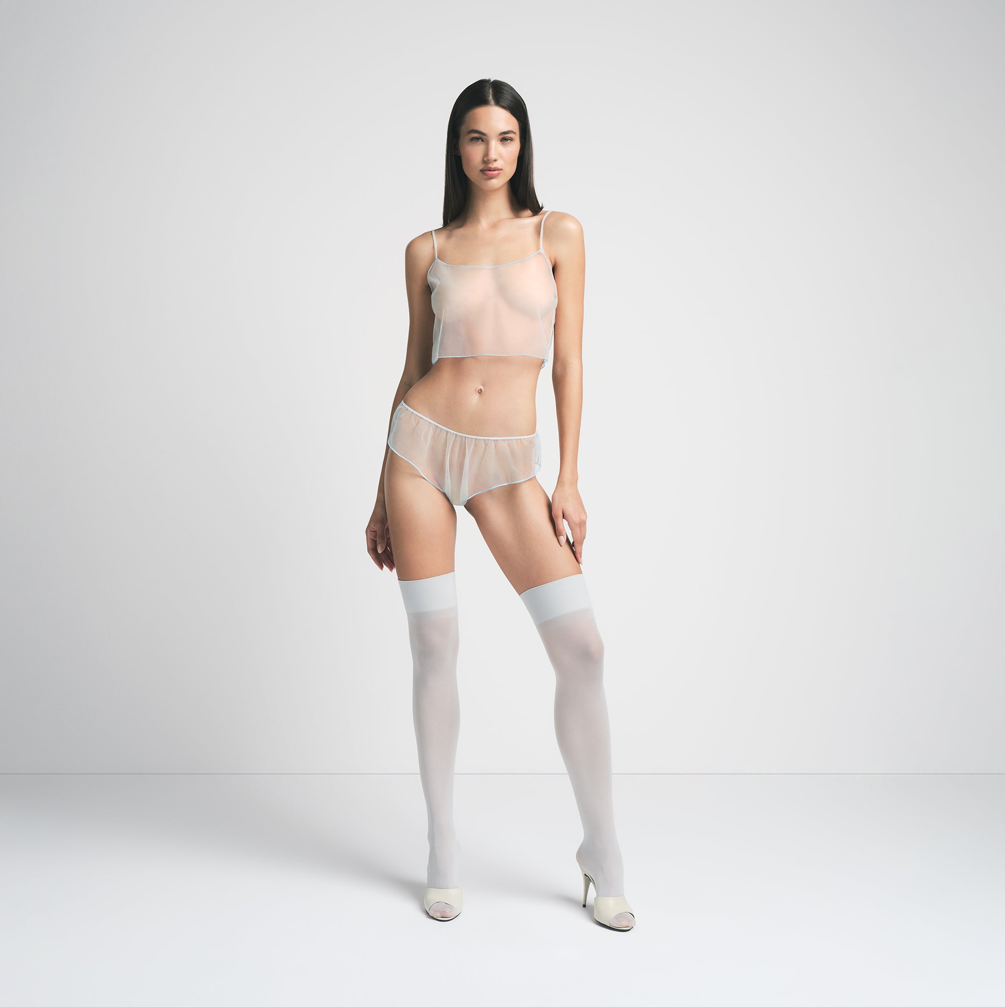 TULLE CAMI AND BRIEF SET | PLATINUM CONTRAST