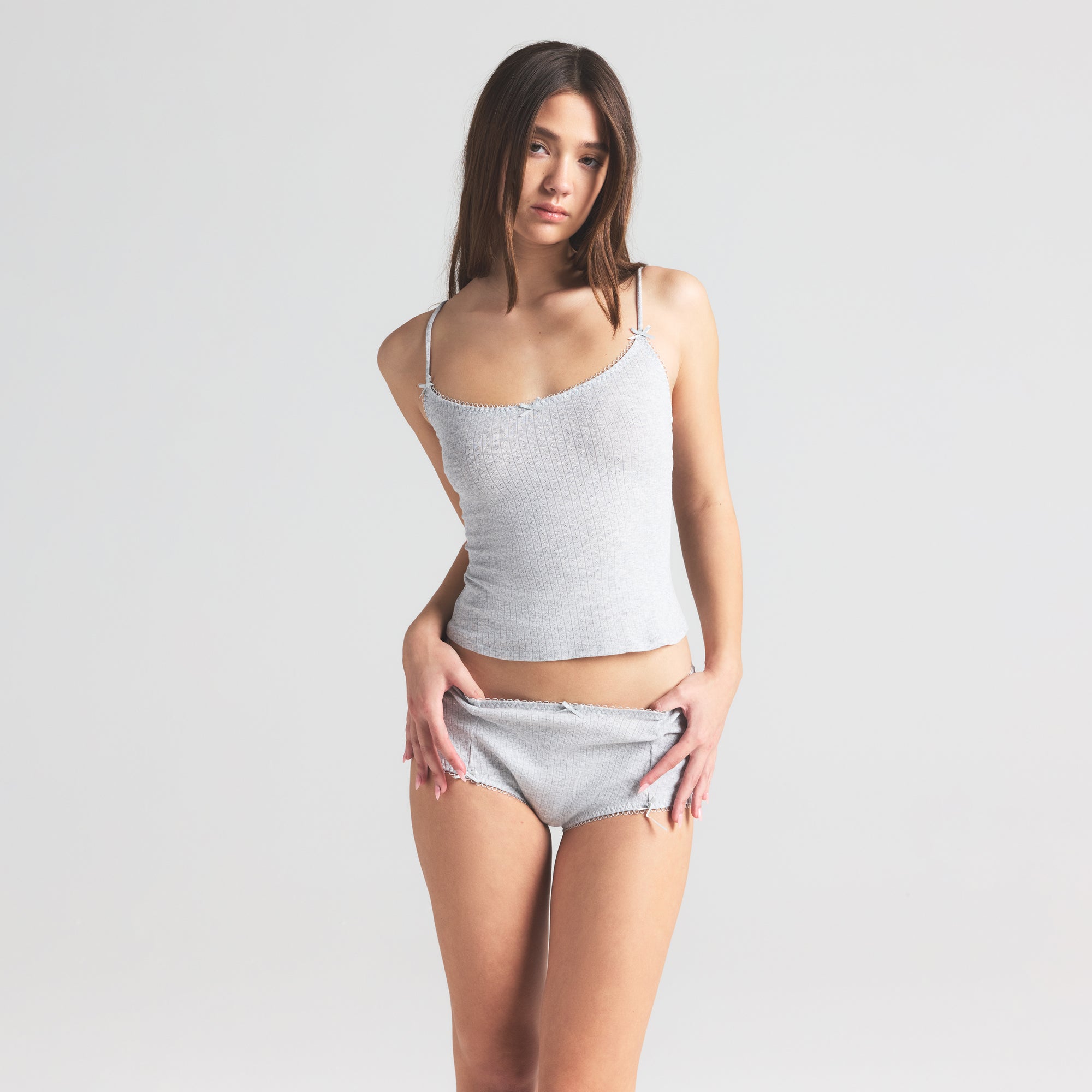 POINTELLE CAMI | LIGHT HEATHER GREY - Image 3